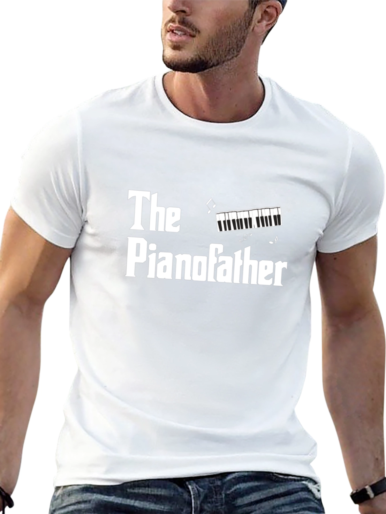 Black The Pianofather Funny Graphic T-Shirt view 13