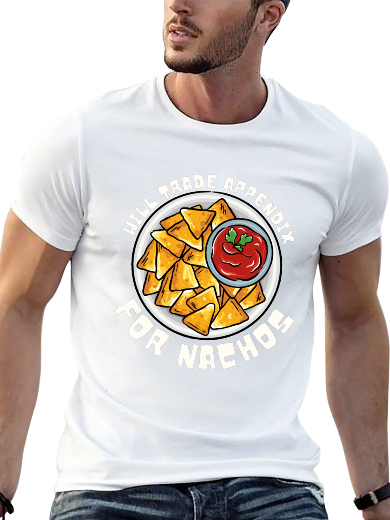 Black Funny Nacho Lover T-Shirt - Will Trade Appendix for Nachos Tee view 13