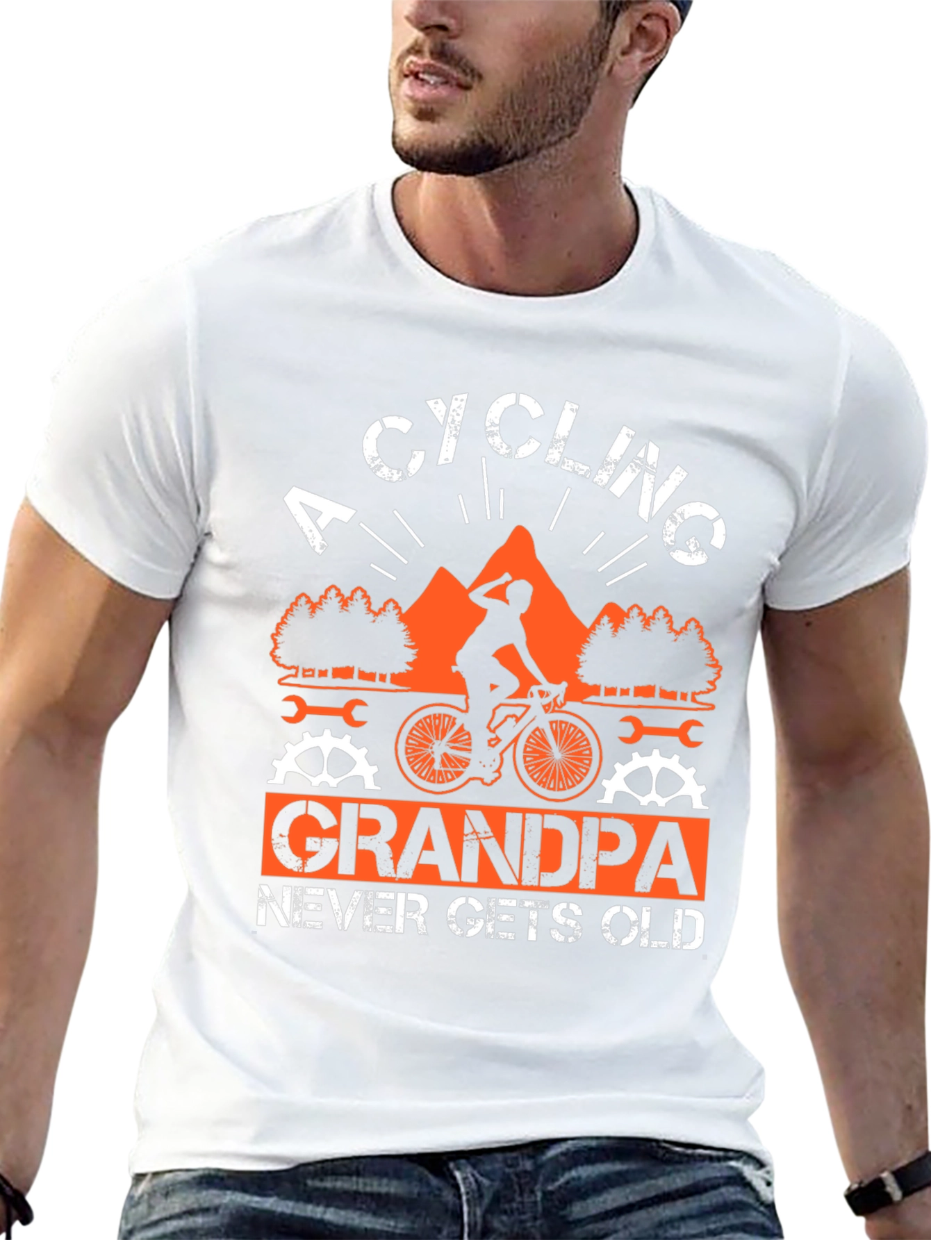 Black Cycling Grandpa T-Shirt - Never Gets Old view 13