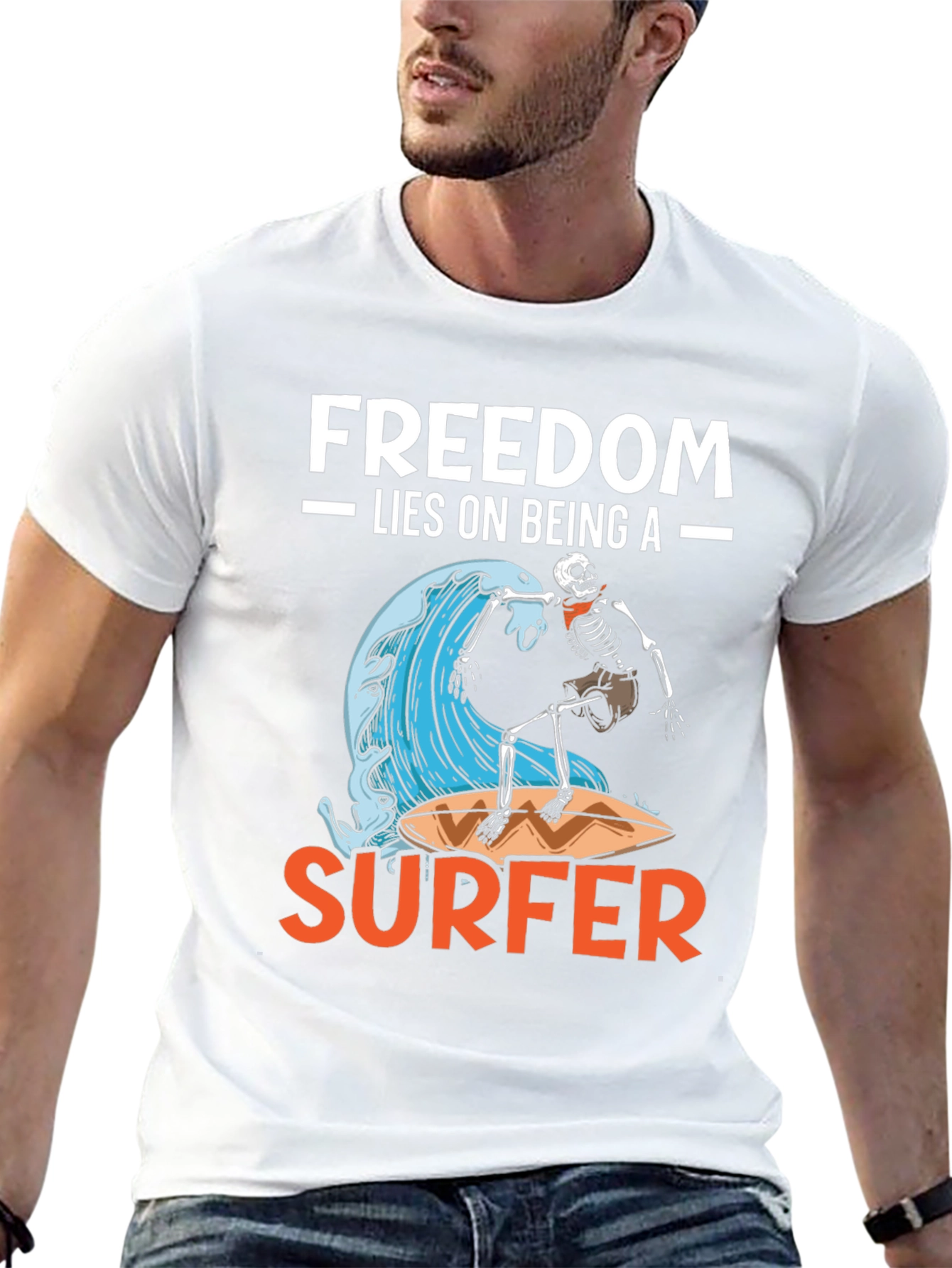 Black Freedom Surfer Graphic Tee - Ride the Wave! view 13