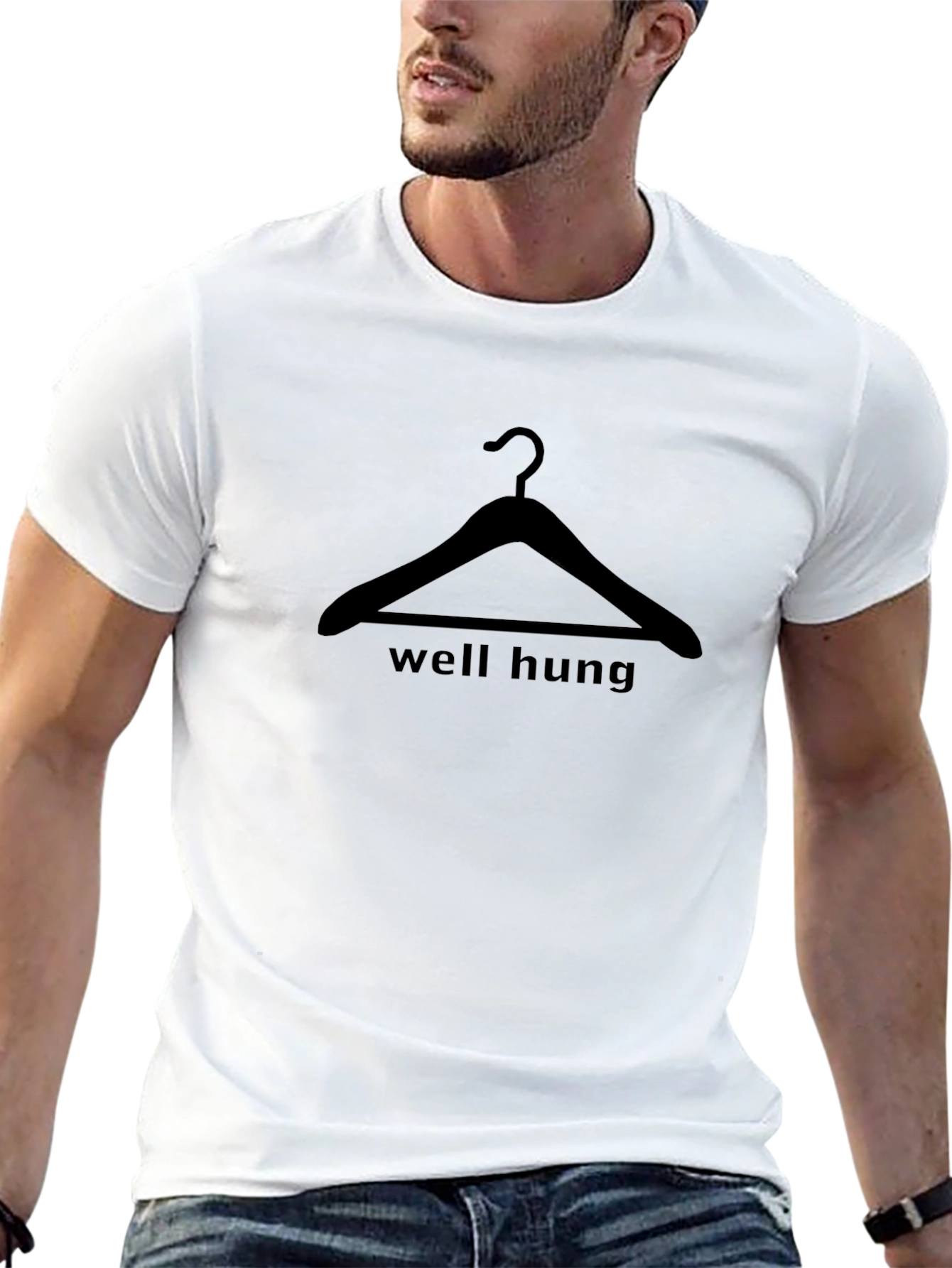 Black Well Hung T-Shirt - Funny Graphic Tee view 13