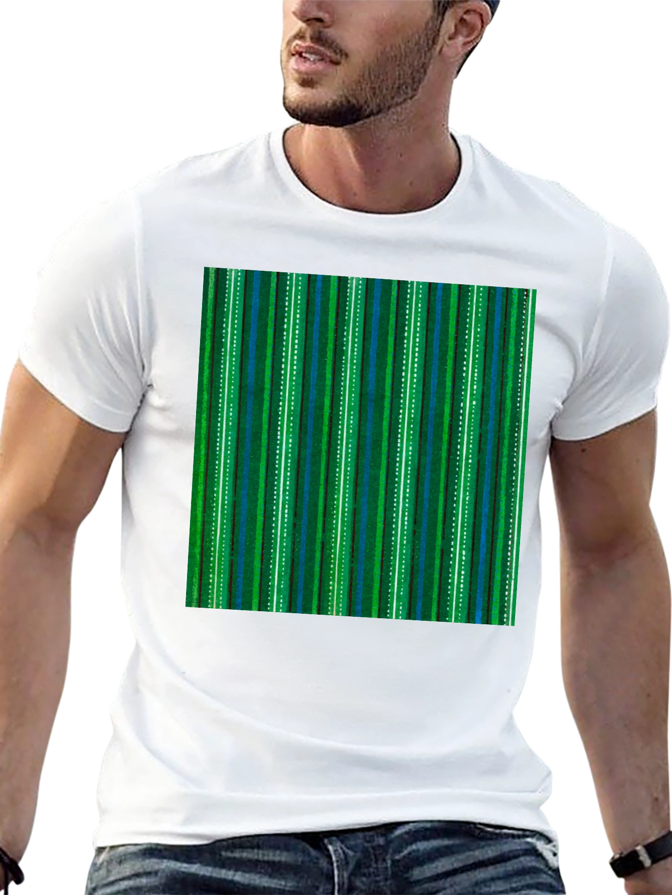 Black Striped Pattern T-Shirt view 13