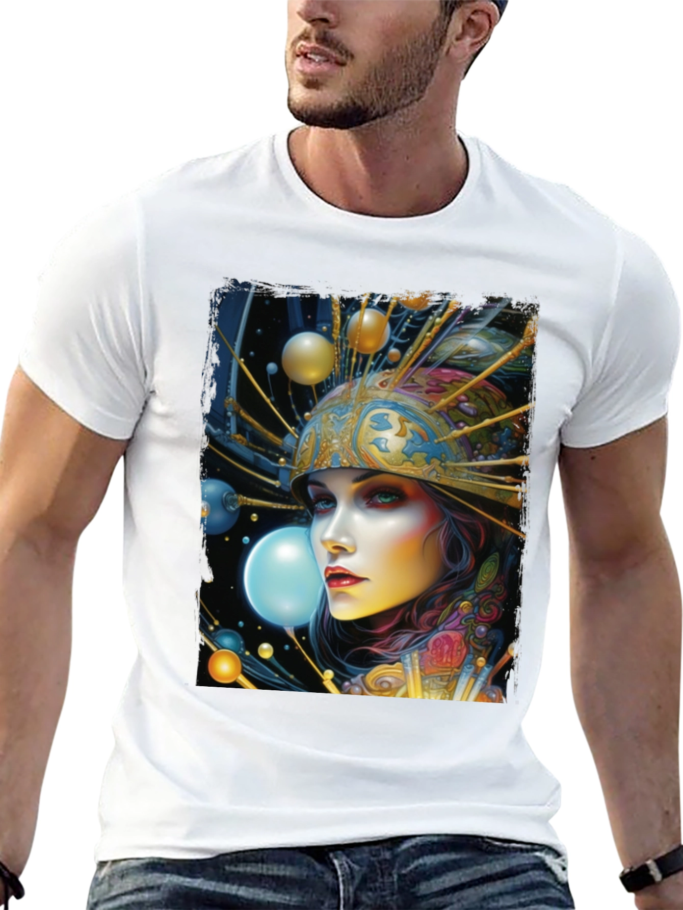 Black Surreal Woman Graphic Tee - Black view 13