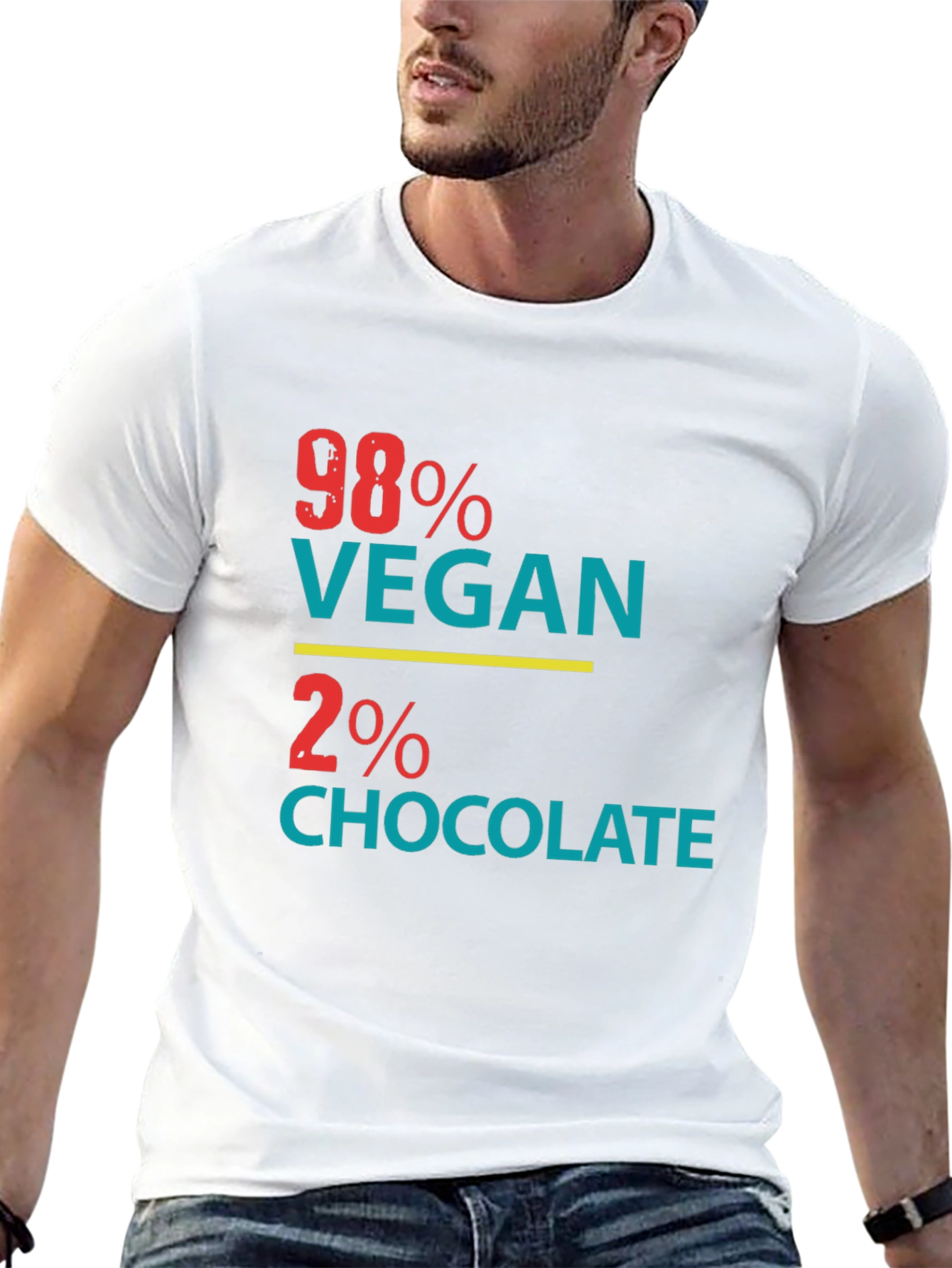 Black 98% Vegan 2% Chocolate Graphic Tee view 13