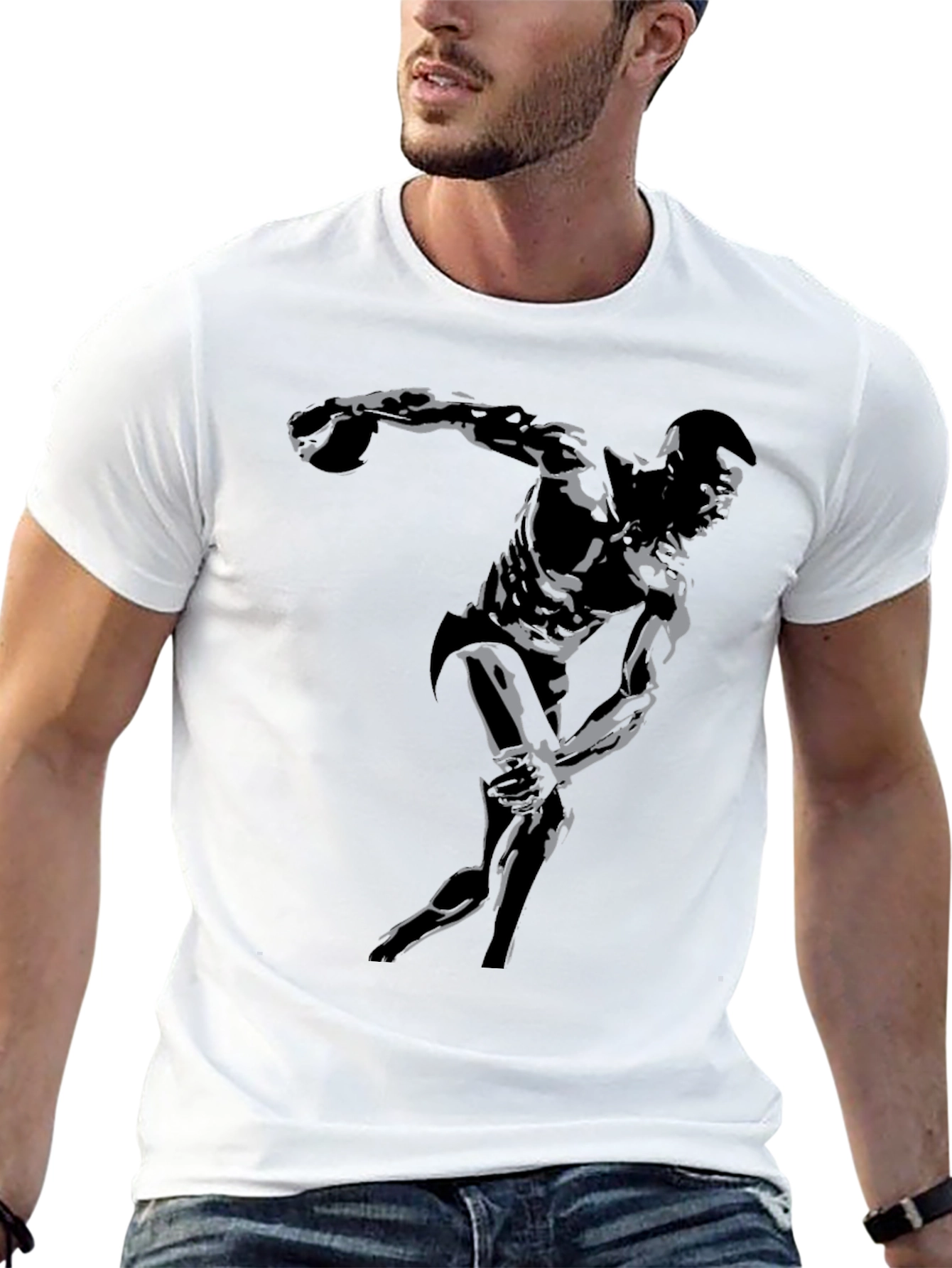 Black Athlete Graphic Tee - Black Cotton view 13