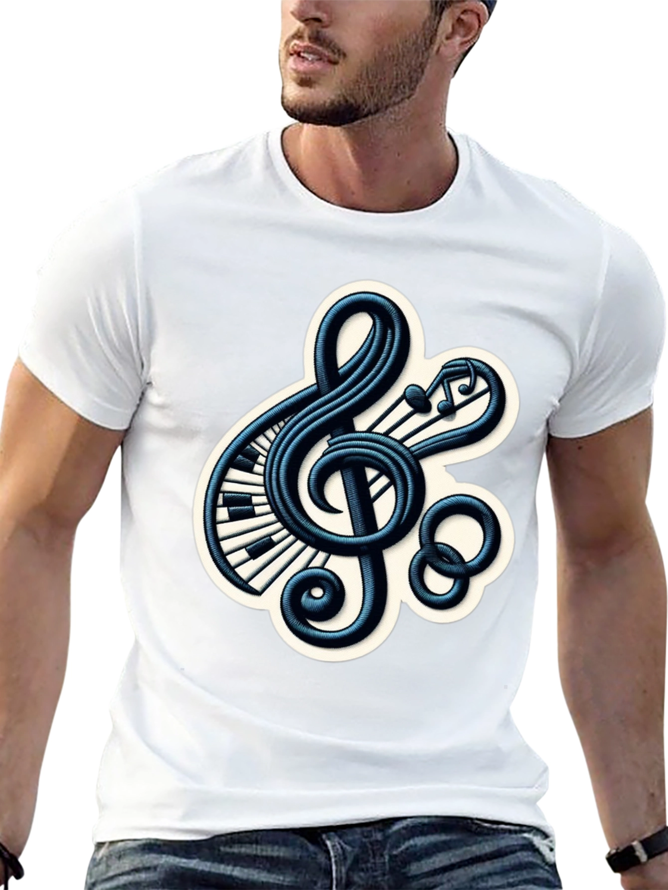 Black Musical Treble Clef Graphic Tee view 13