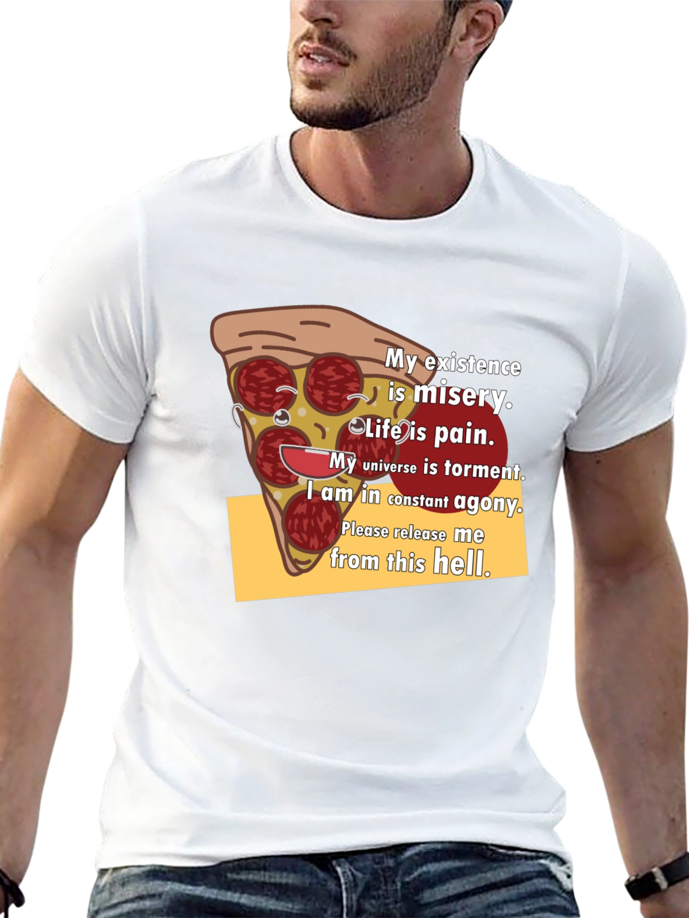 Pizza Slice Graphic Tee - Existential Misery T-Shirt - 13