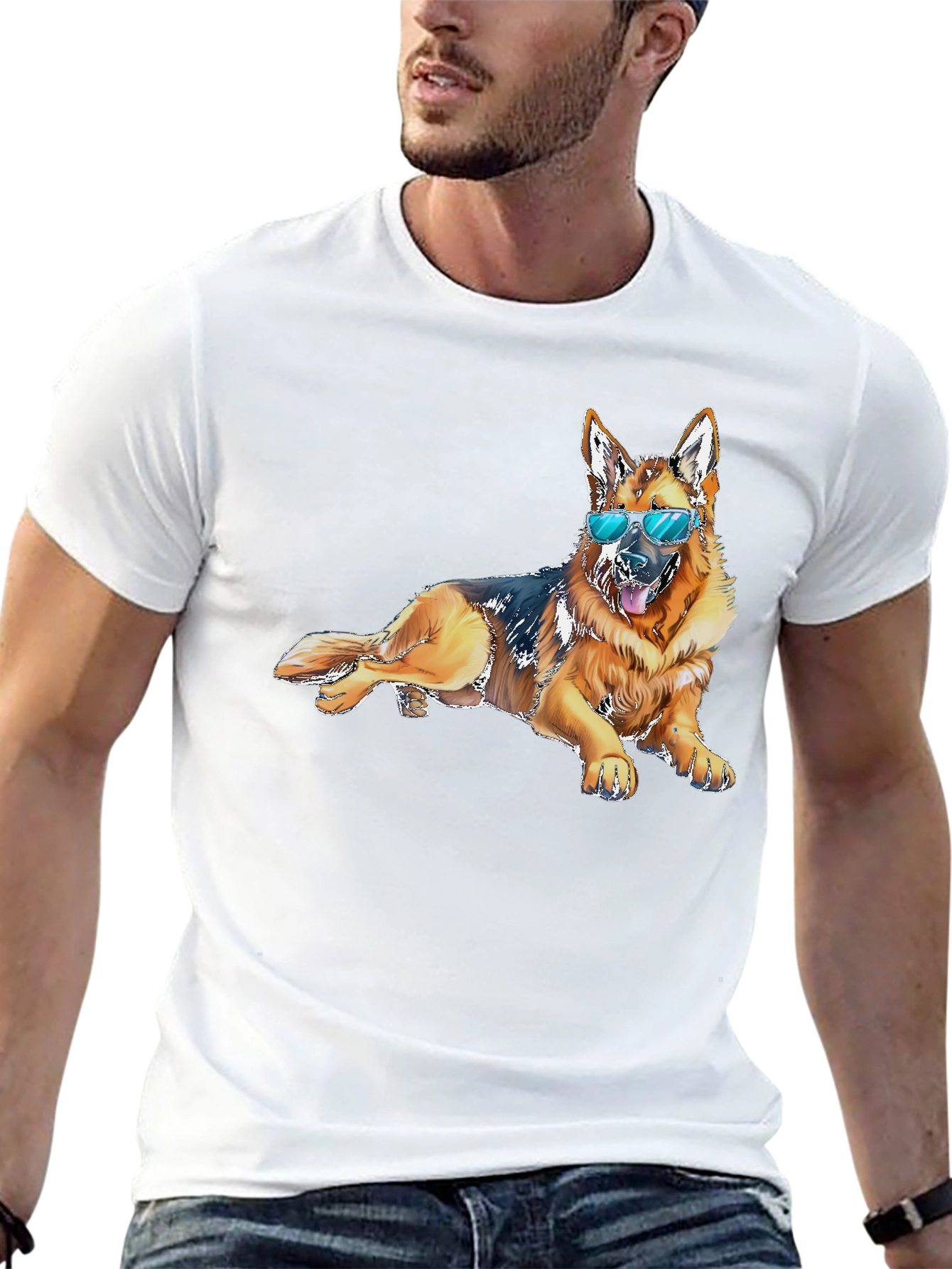 Black Cool Dog T-Shirt - Relaxed German Shepherd view 13