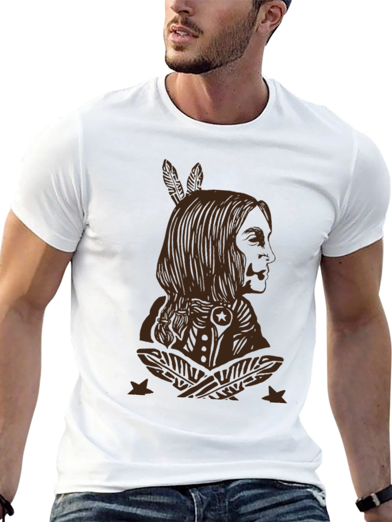 Black Native American Graphic Tee - Stylish Black T-Shirt view 13