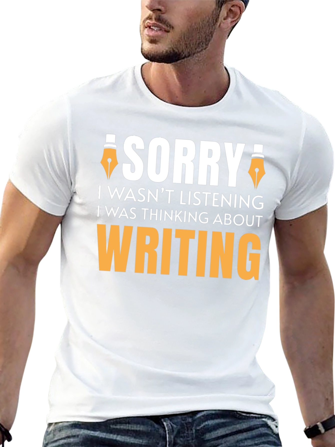 Black Sorry Writing Funny T-Shirt view 13