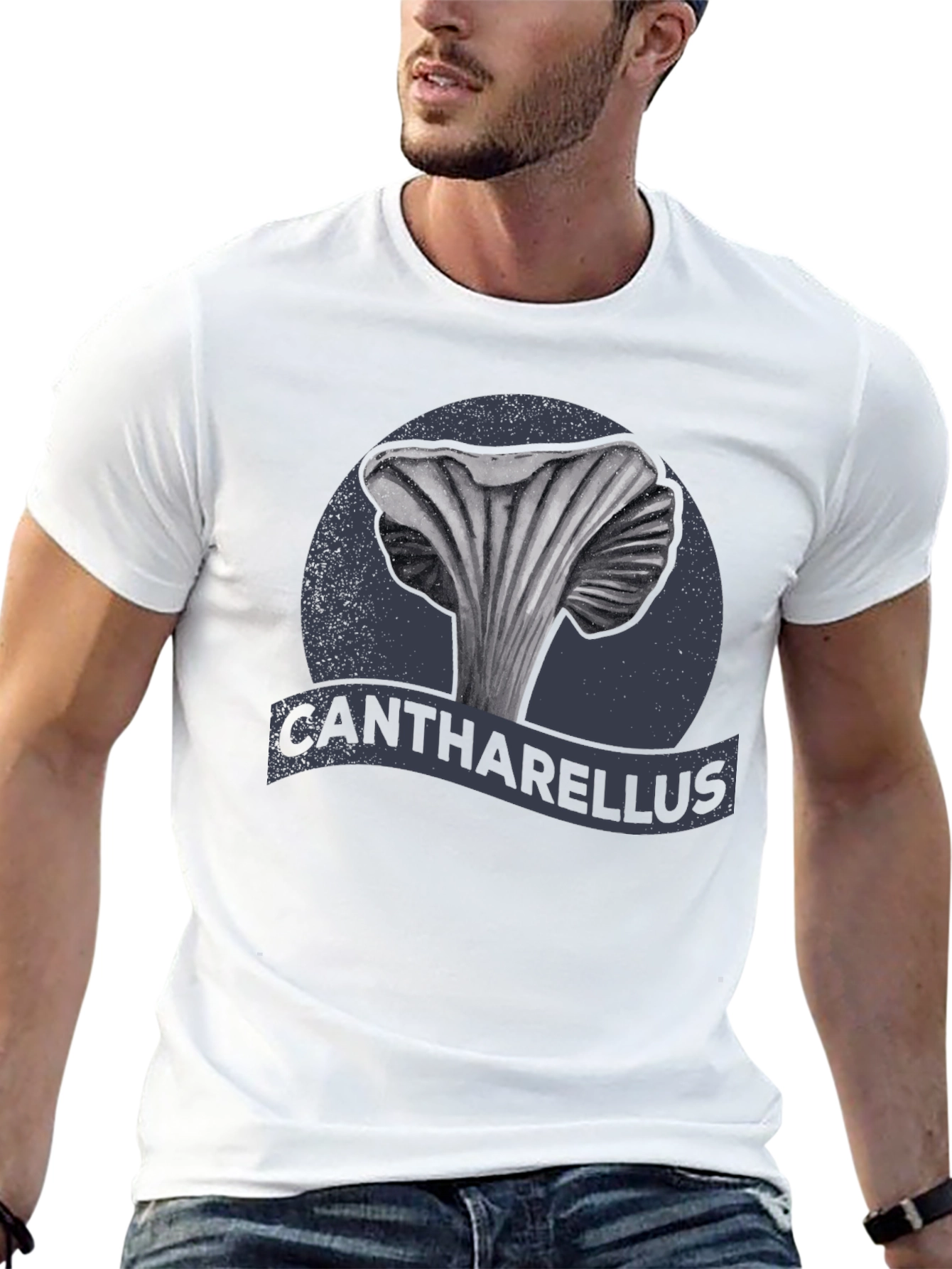 Black Cantharellus Mushroom Graphic Tee view 13
