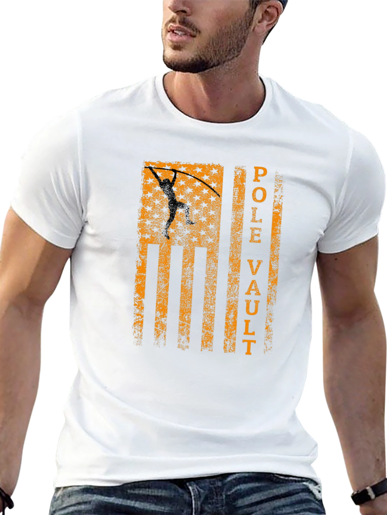 Black Pole Vault USA Flag Graphic Tee view 13