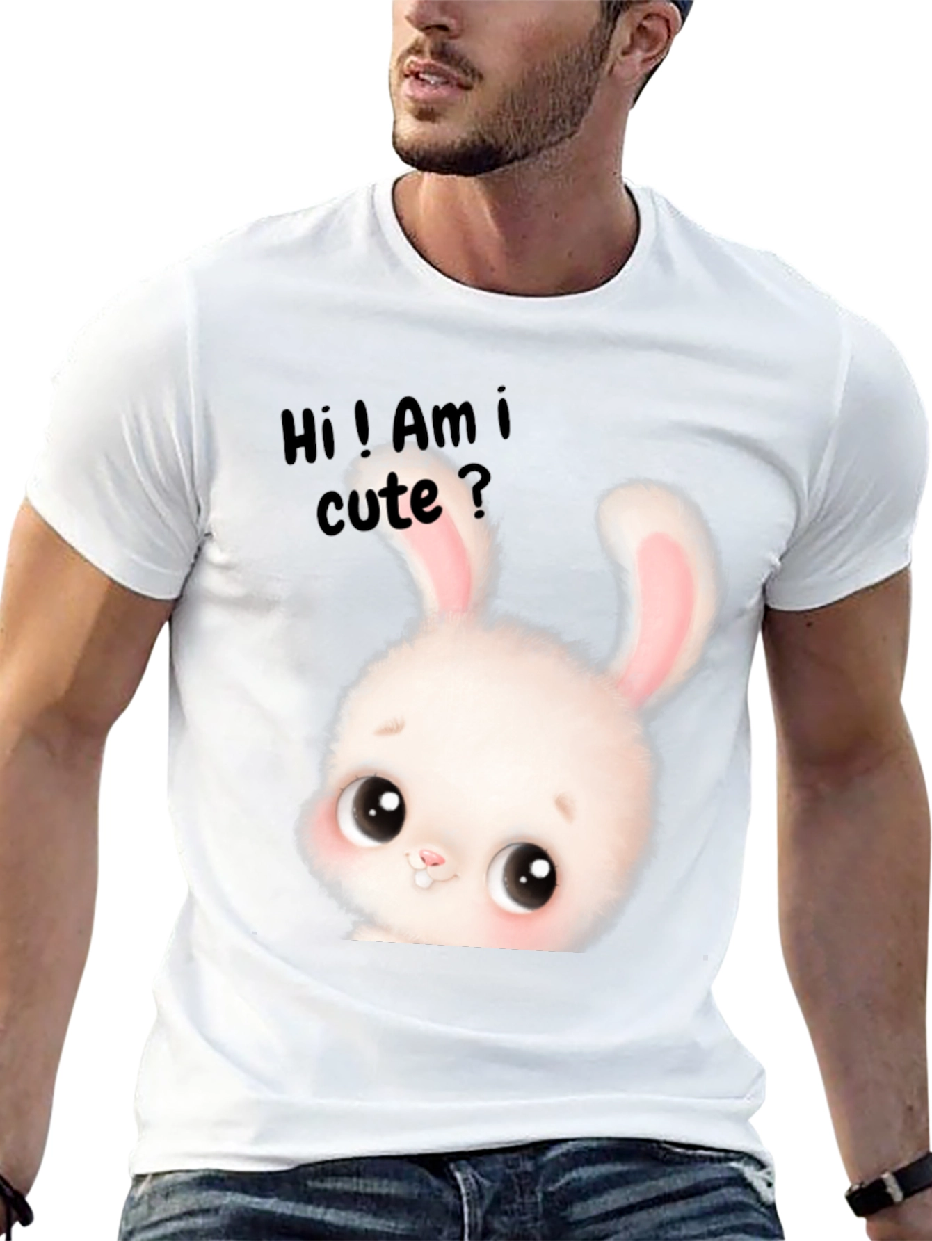 Black Cute Bunny Graphic T-Shirt - Adorable Unisex Tee view 13