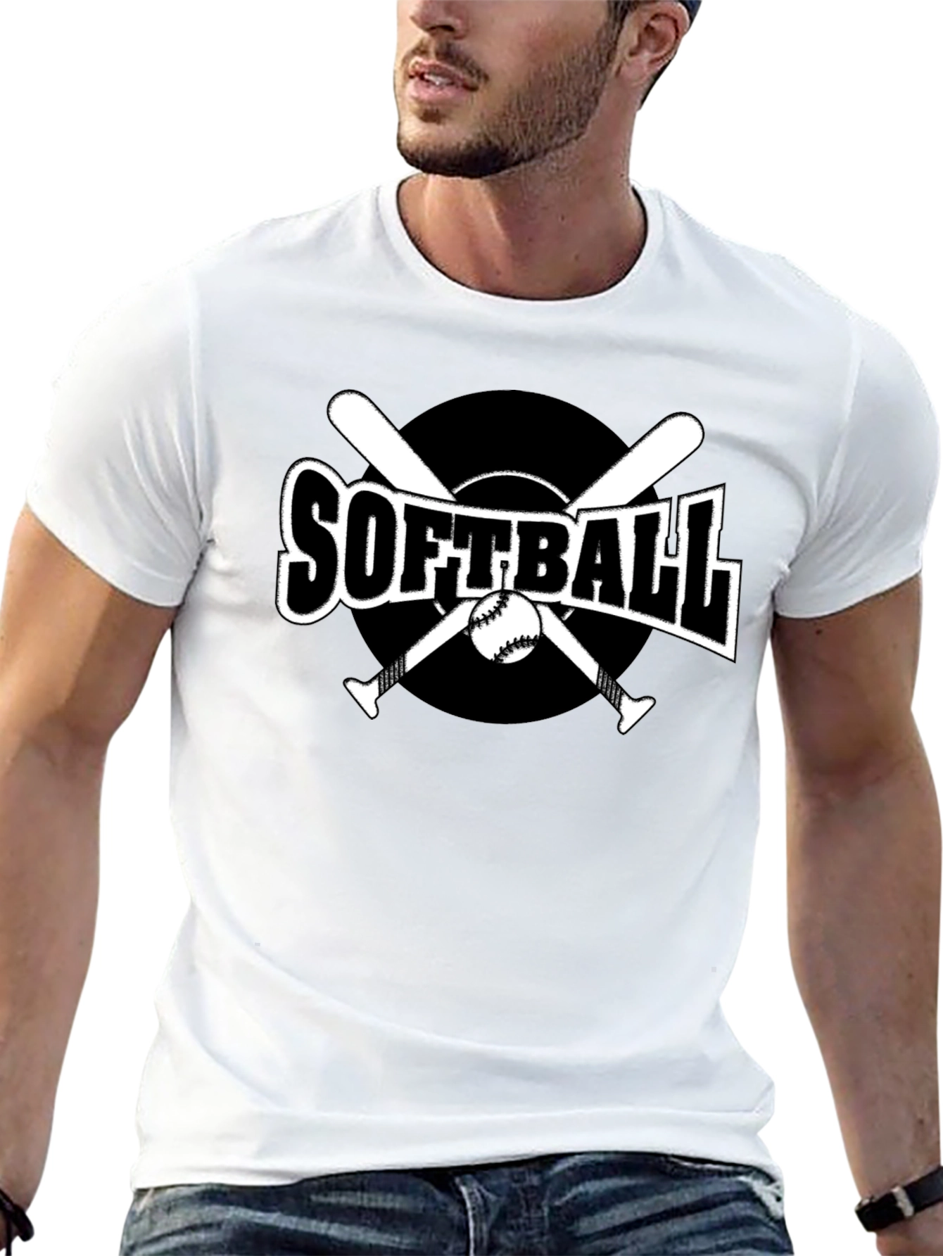 Black Softball Graphic Tee - Black Cotton Casual Shirt view 13