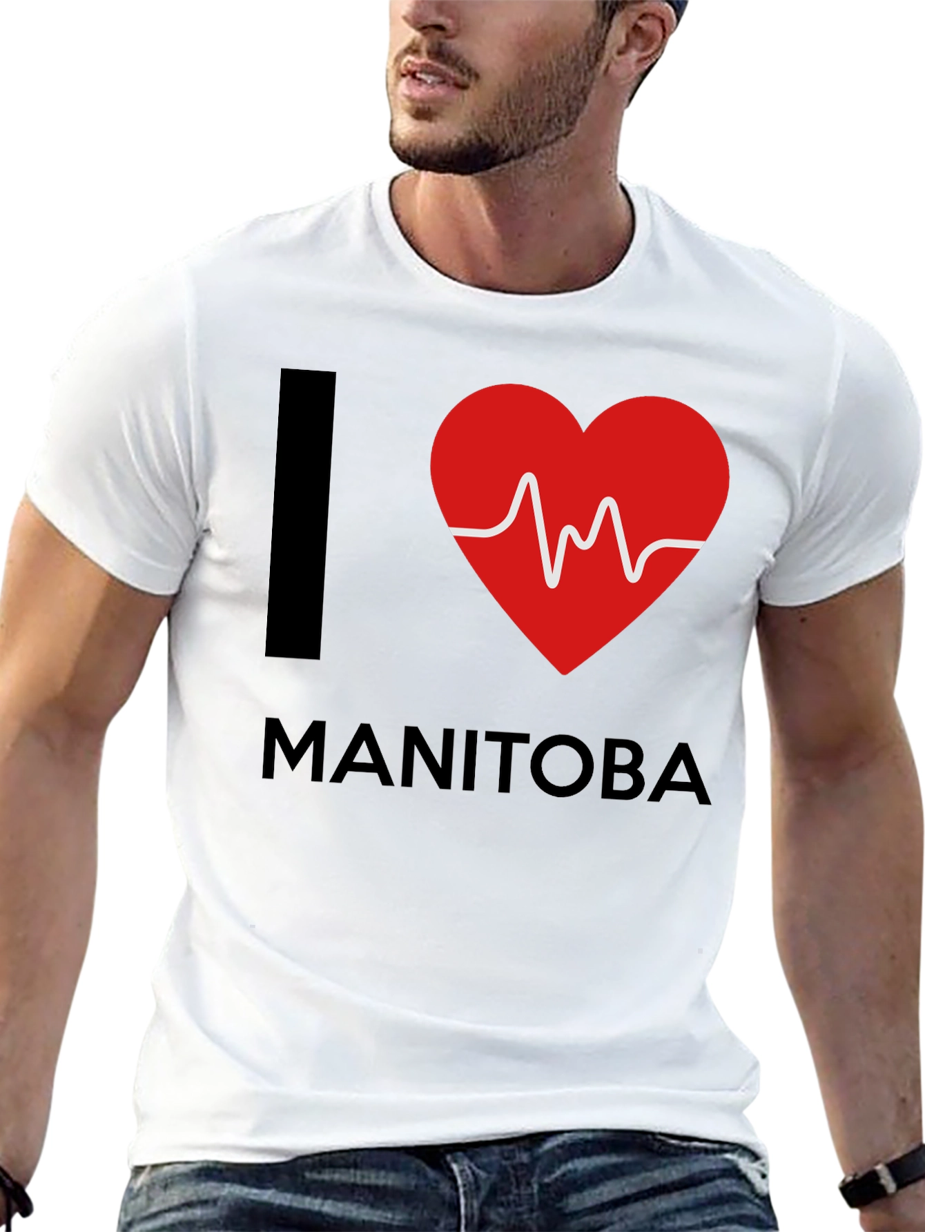 Black I Heart Manitoba T-Shirt - Black Crew Neck Tee view 13