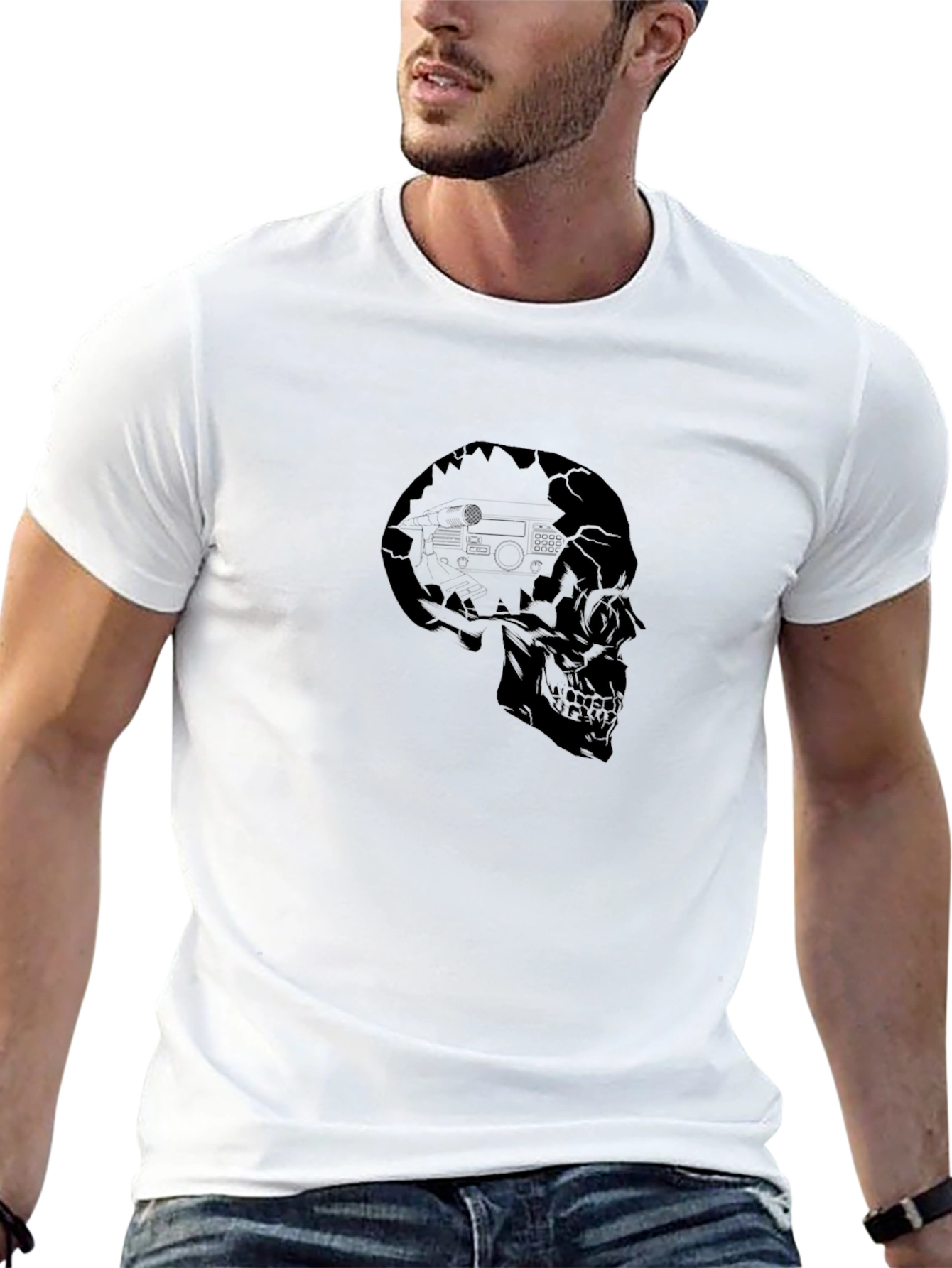 Black Skull Graphic Tee - Edgy Menswear view 13