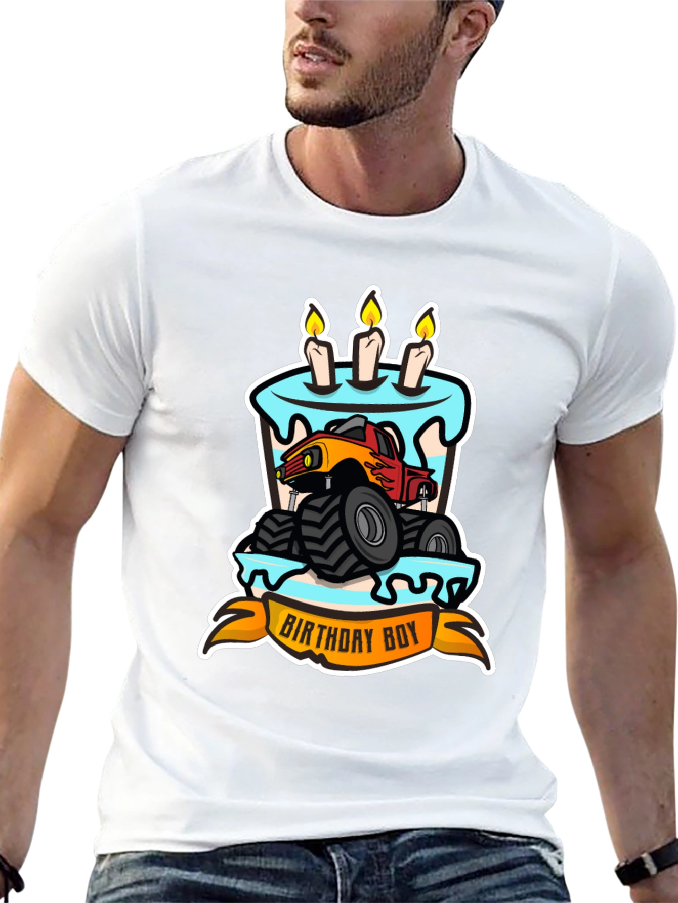 Black Birthday Boy Monster Truck T-Shirt view 13