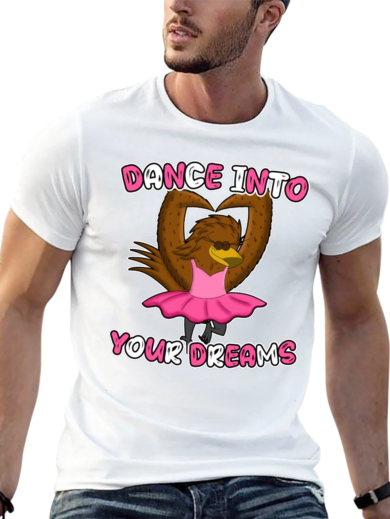 Black Dance Dreams T-Shirt: Ballerina Cartoon Bird Tee view 13