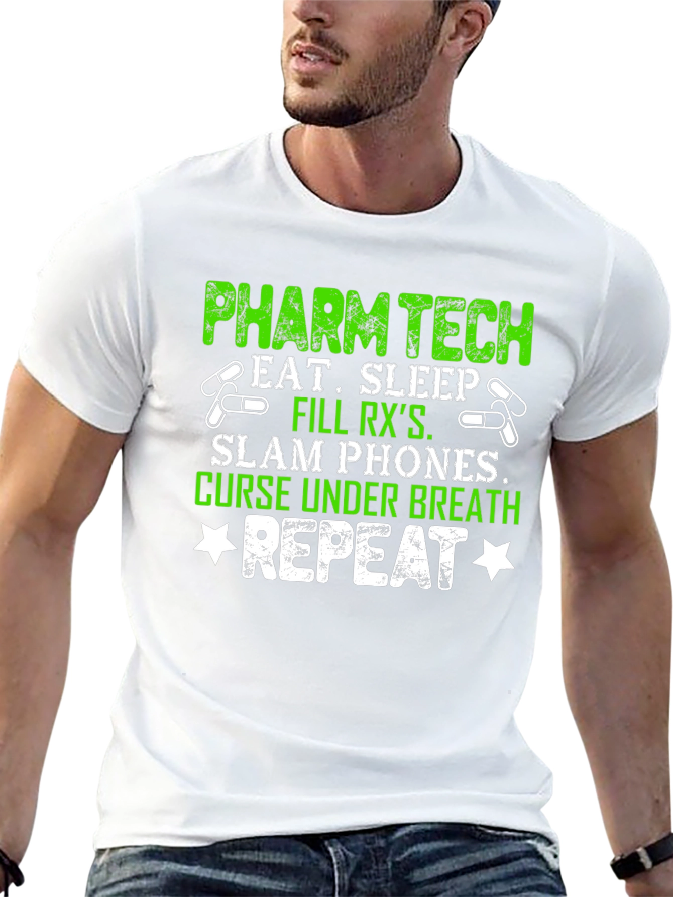 Black Pharm Tech Eat Sleep T-Shirt view 13