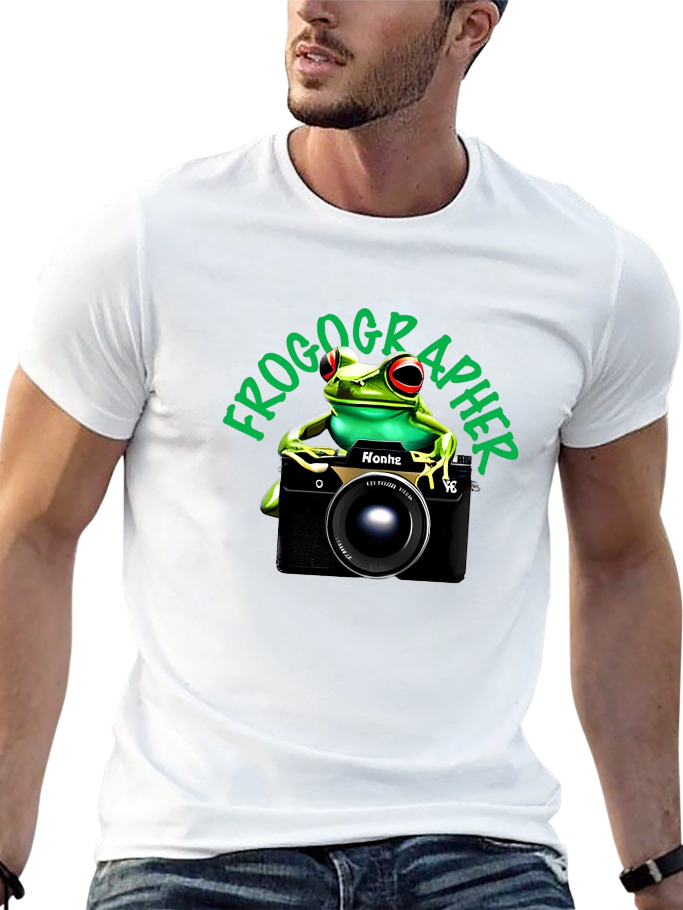 Black Frogographer T-Shirt: Cute Frog Camera Graphic Tee view 13