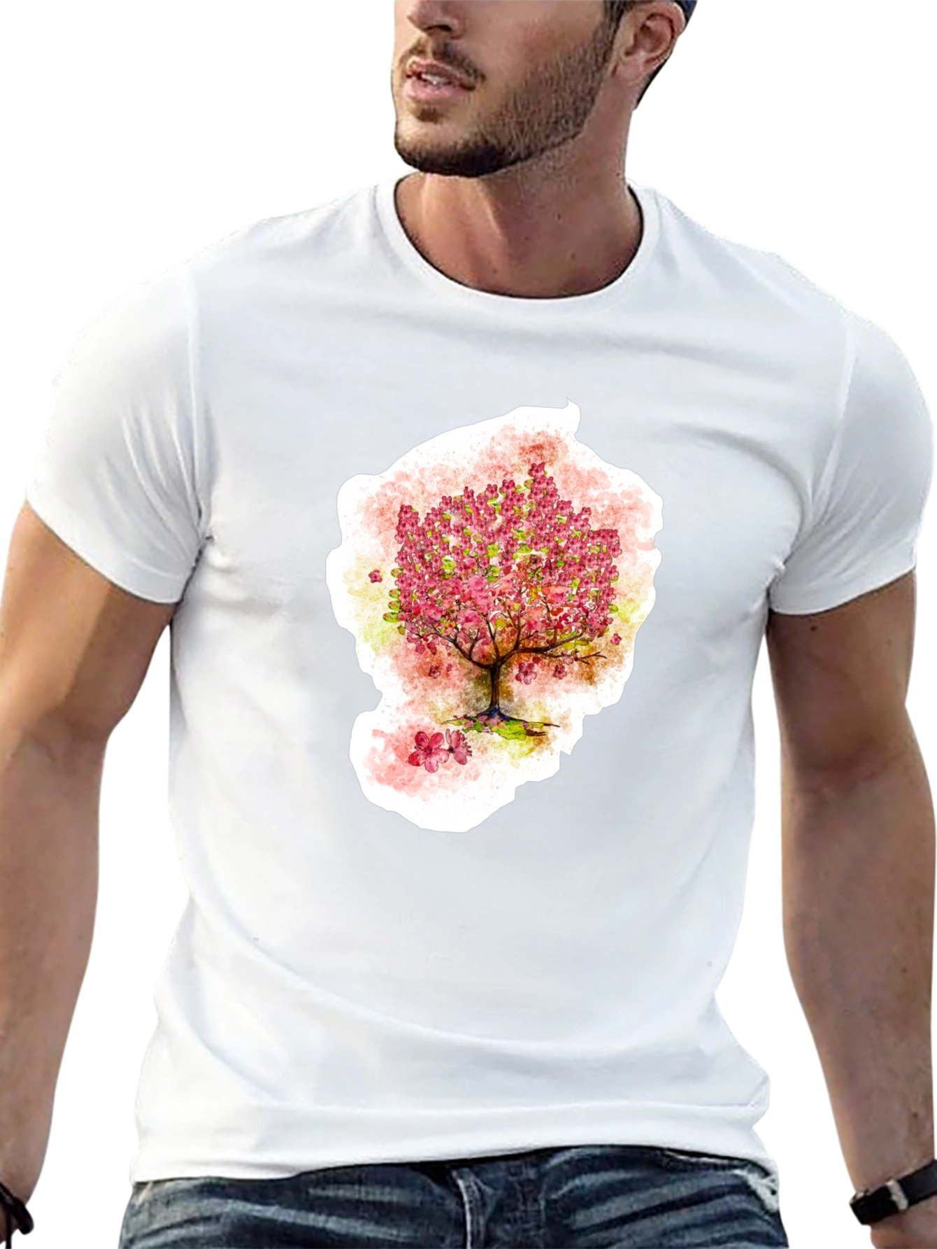 Black Cherry Blossom Tree Graphic T-Shirt view 13