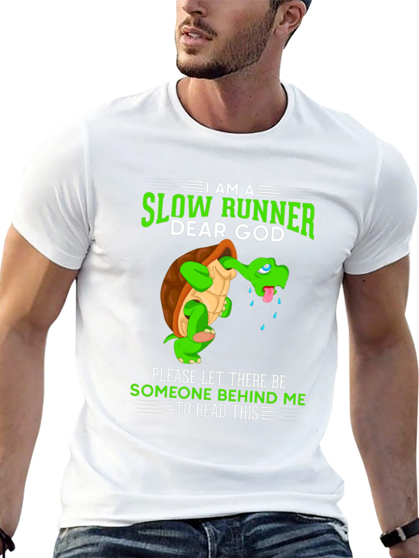Black I am a Slow Runner T-Shirt - Funny Turtle Design view 13