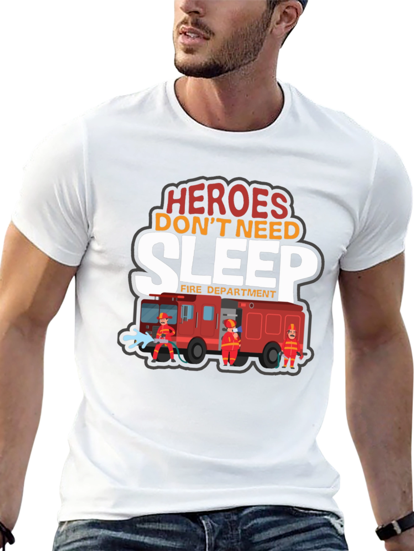 Black Heroes Don't Need Sleep Firefighter Graphic T-Shirt view 13