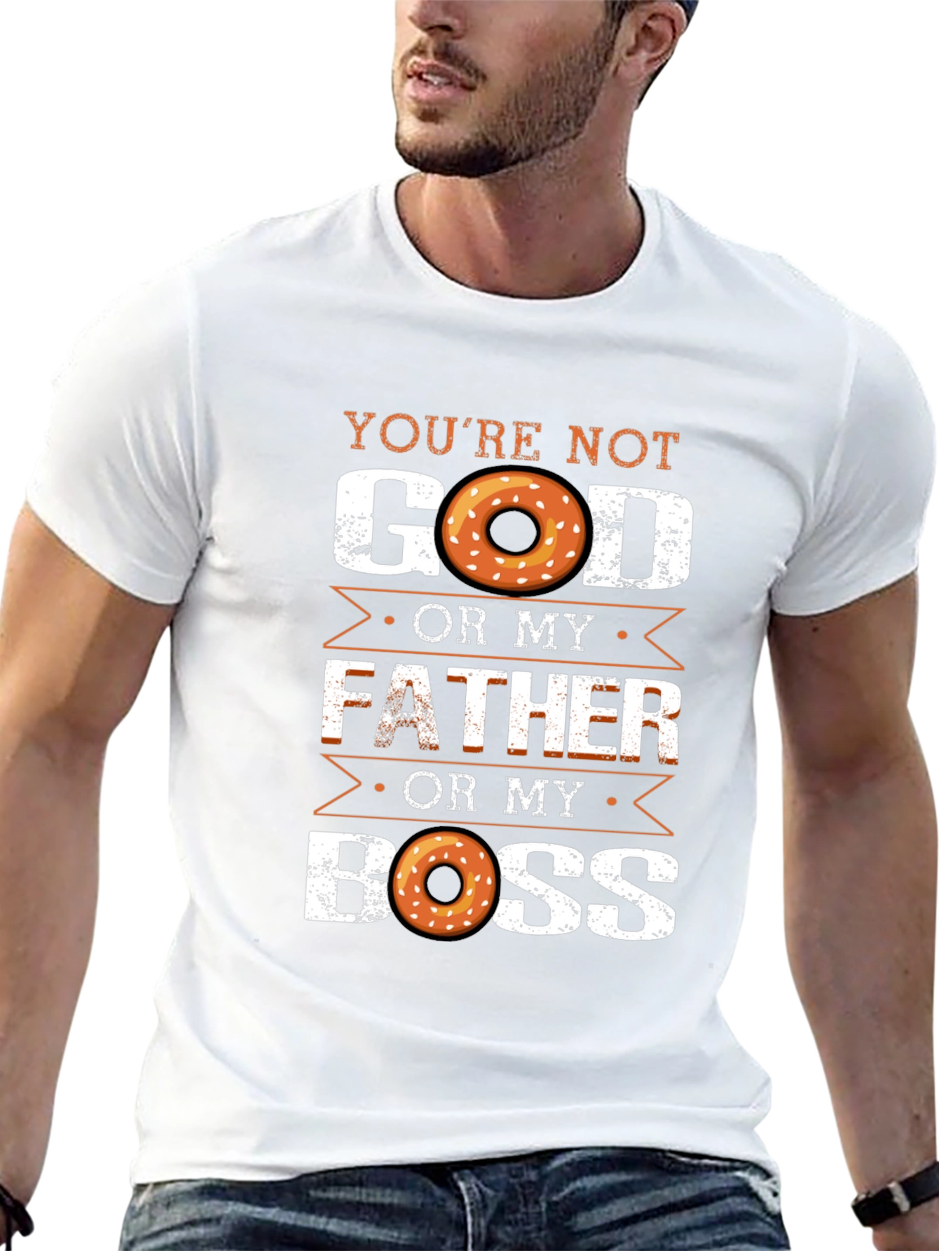 Black Funny Donut T-Shirt: You're Not God, Father, or My Boss view 13