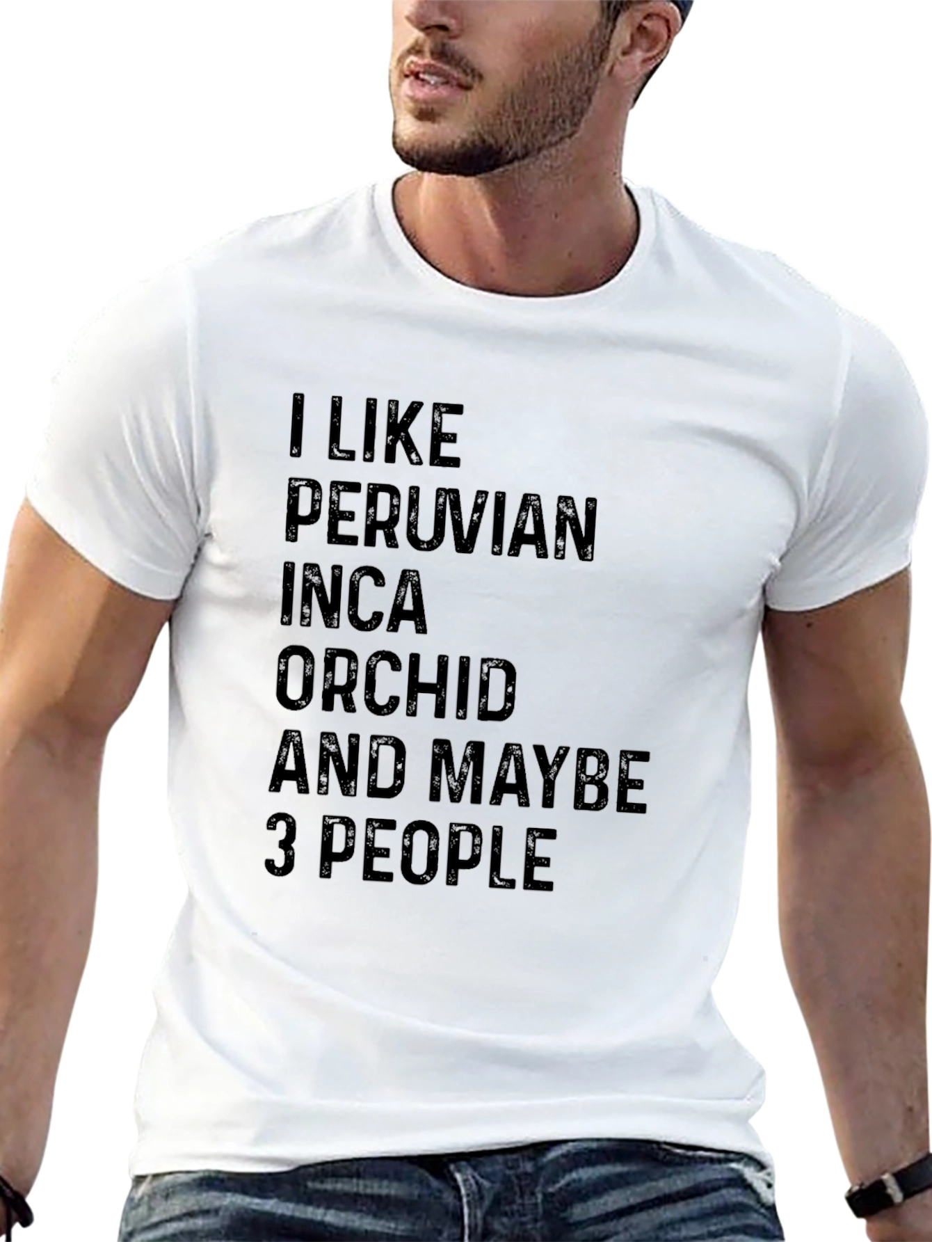 Black Peruvian Inca Orchid T-Shirt: I Like & Maybe 3 People Black Tee view 13