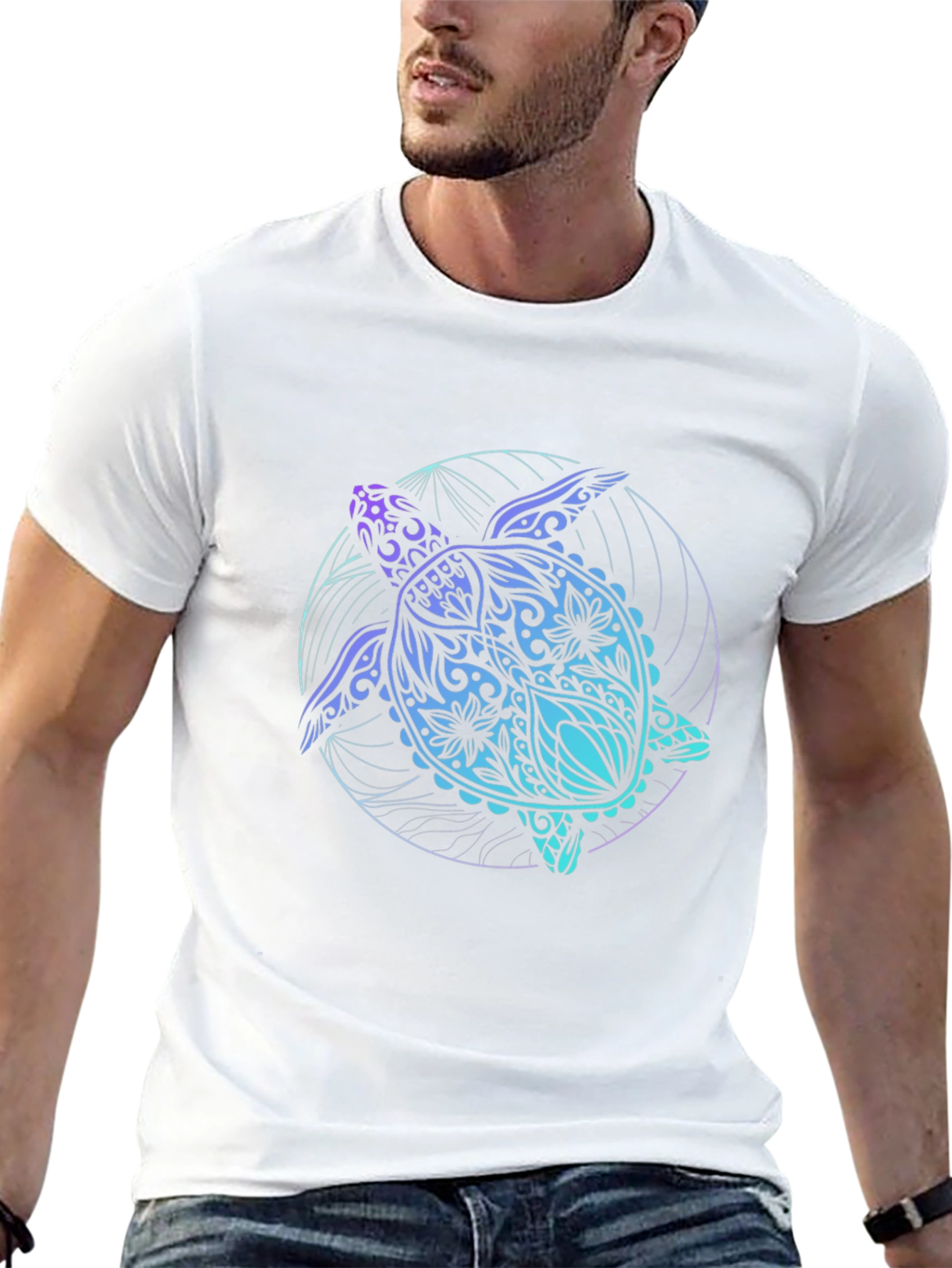 Black Black Turtle Graphic Tee - Artistic Sea Life Shirt view 13