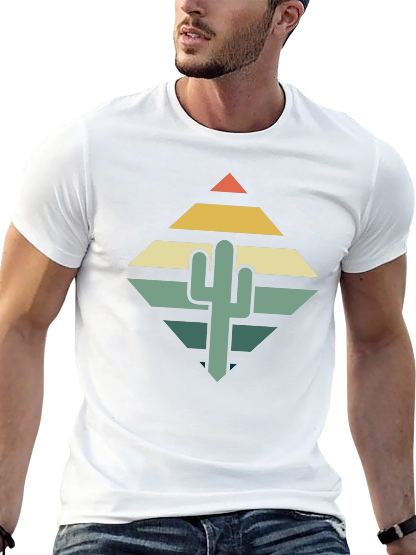 Black Retro Cactus Graphic Tee - Desert Vibes T-Shirt view 13