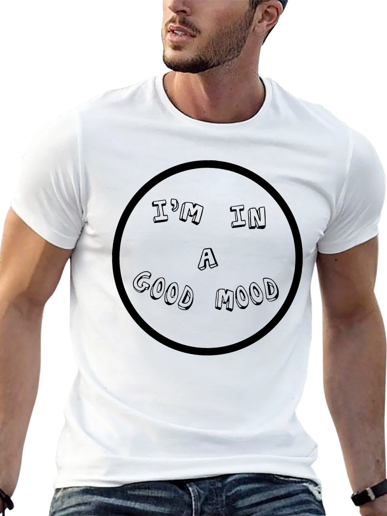 Black Good Mood Black T-Shirt - Graphic Tee for Men view 13