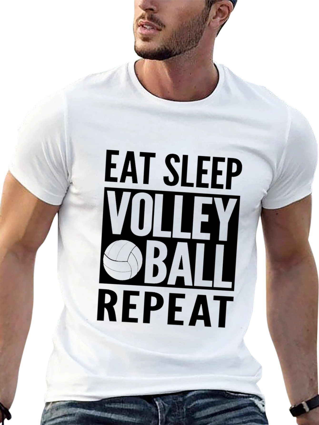 Black Eat Sleep Volleyball Repeat Black Tee Shirt view 13