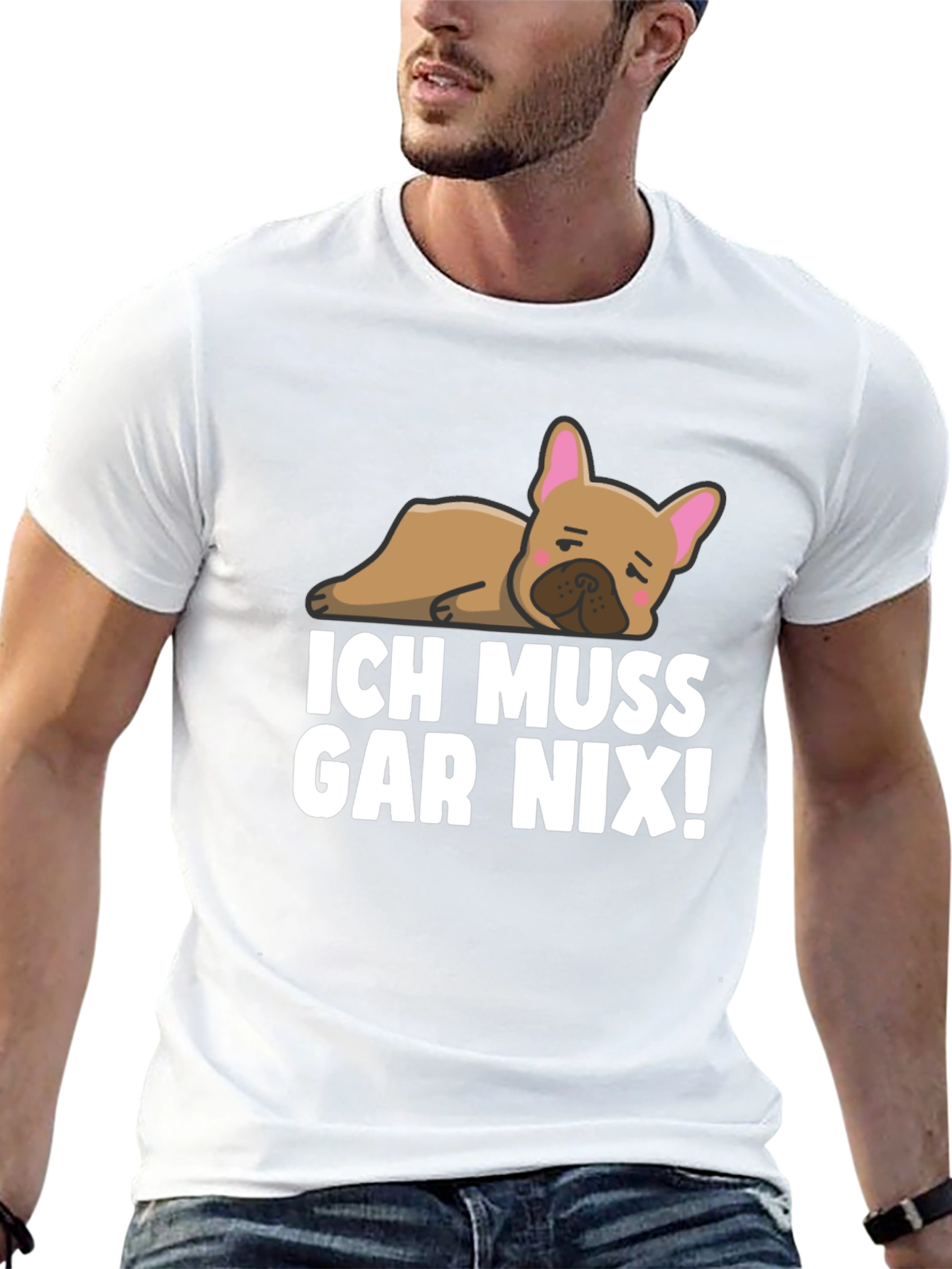 Black Ich Muss Gar Nix! Bulldog T-Shirt view 13
