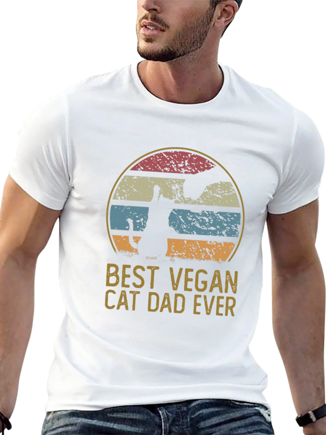 Black Best Vegan Cat Dad Ever T-Shirt view 13