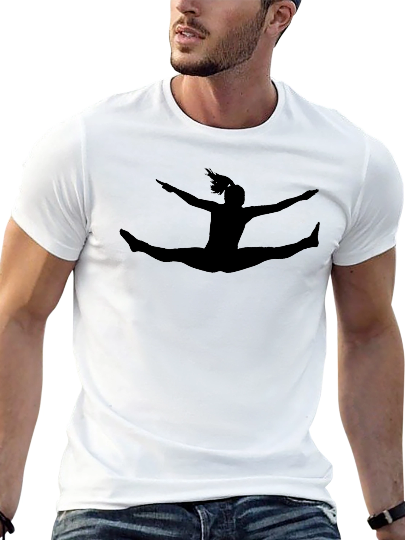 Black Gymnast Silhouette Black T-Shirt view 13