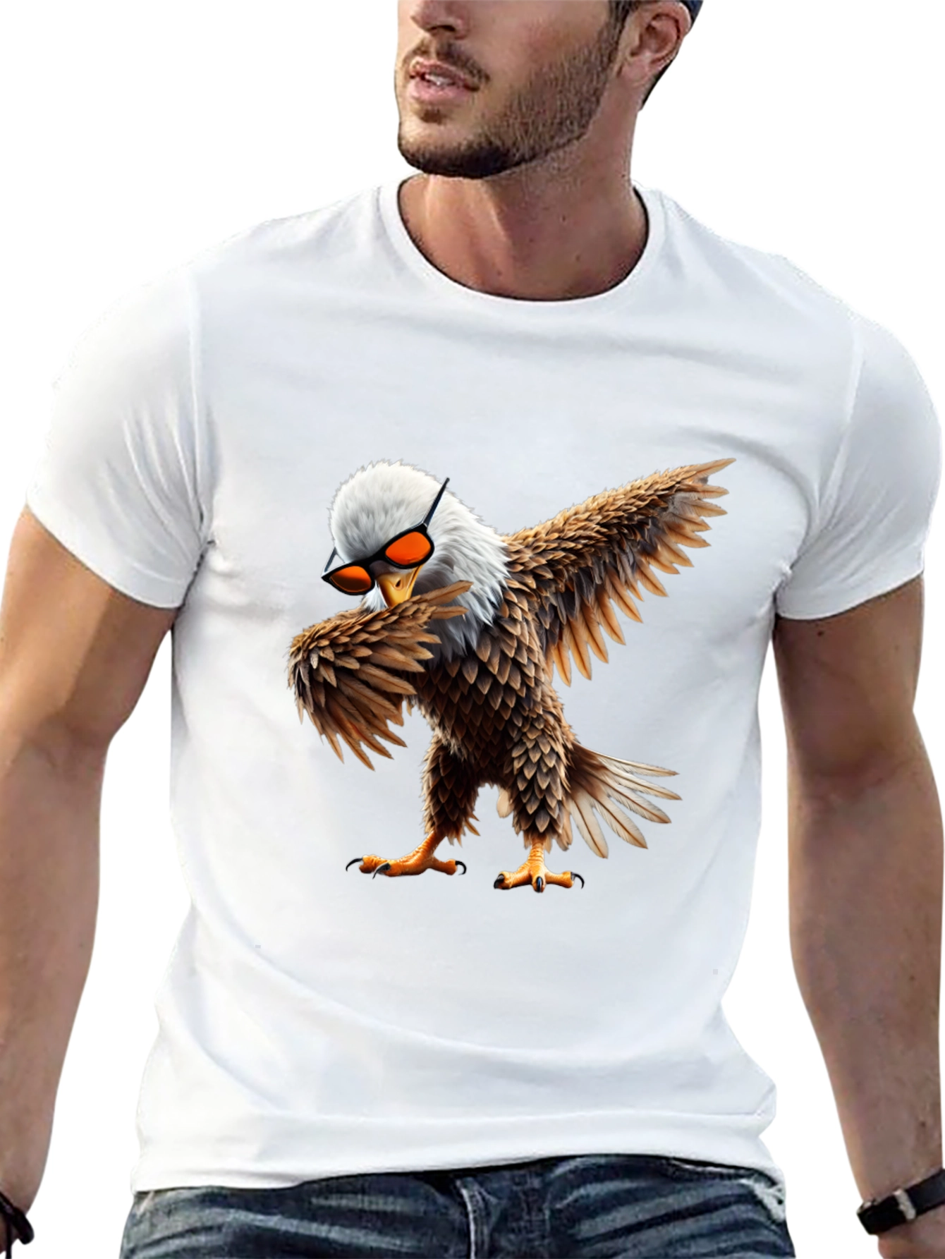 Black Cool Eagle Dabbing Graphic Tee view 13