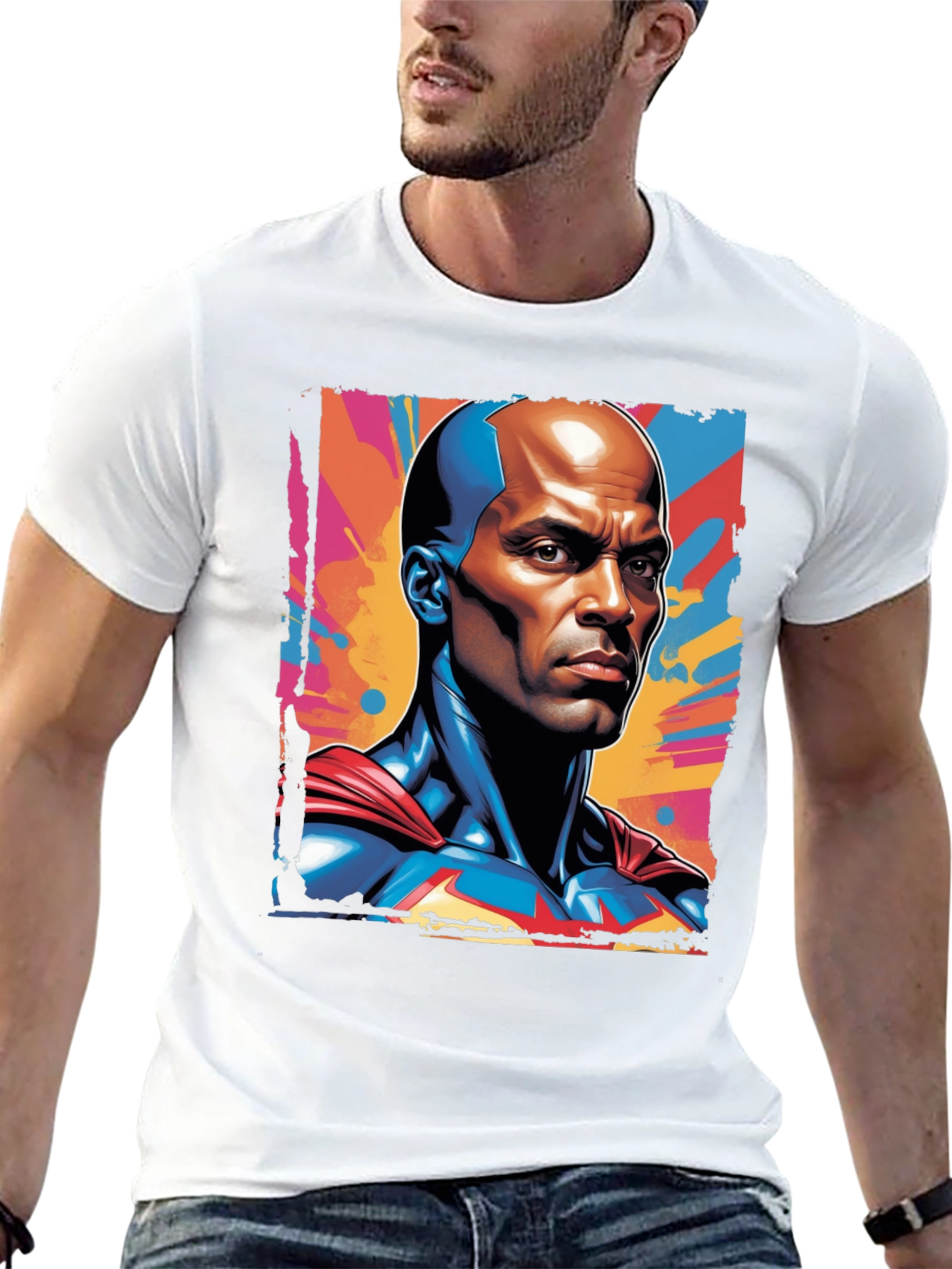 Black Bold Superhero Graphic Tee - Black Cotton view 13