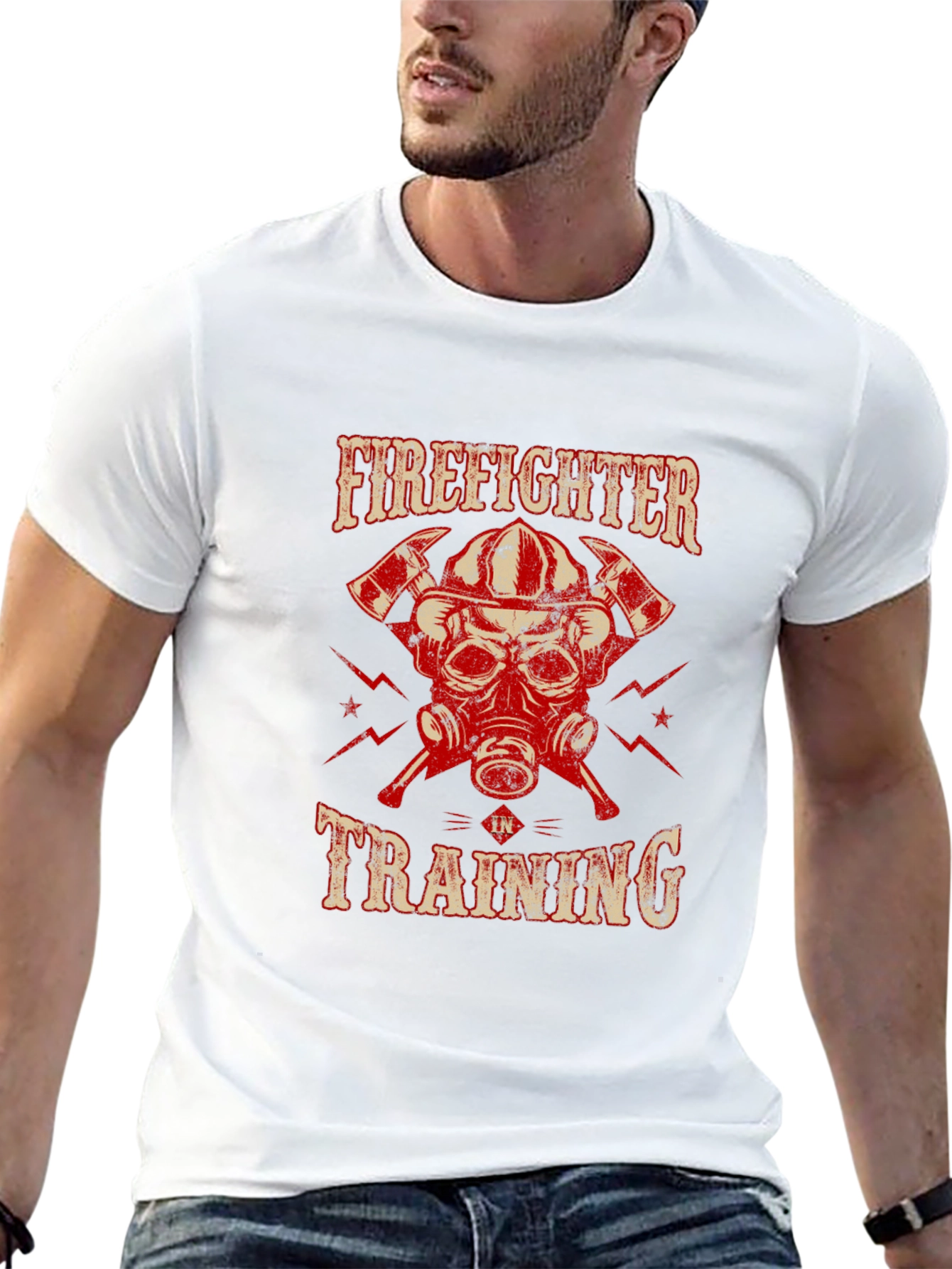 Black Firefighter in Training Graphic T-Shirt view 13