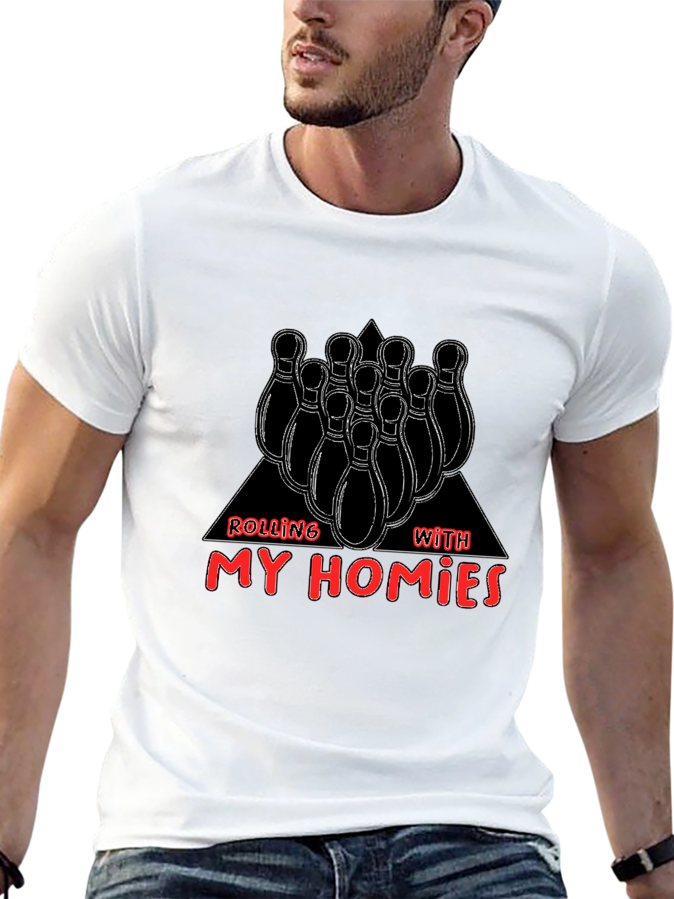 Black Rolling With My Homies Bowling T-Shirt view 13