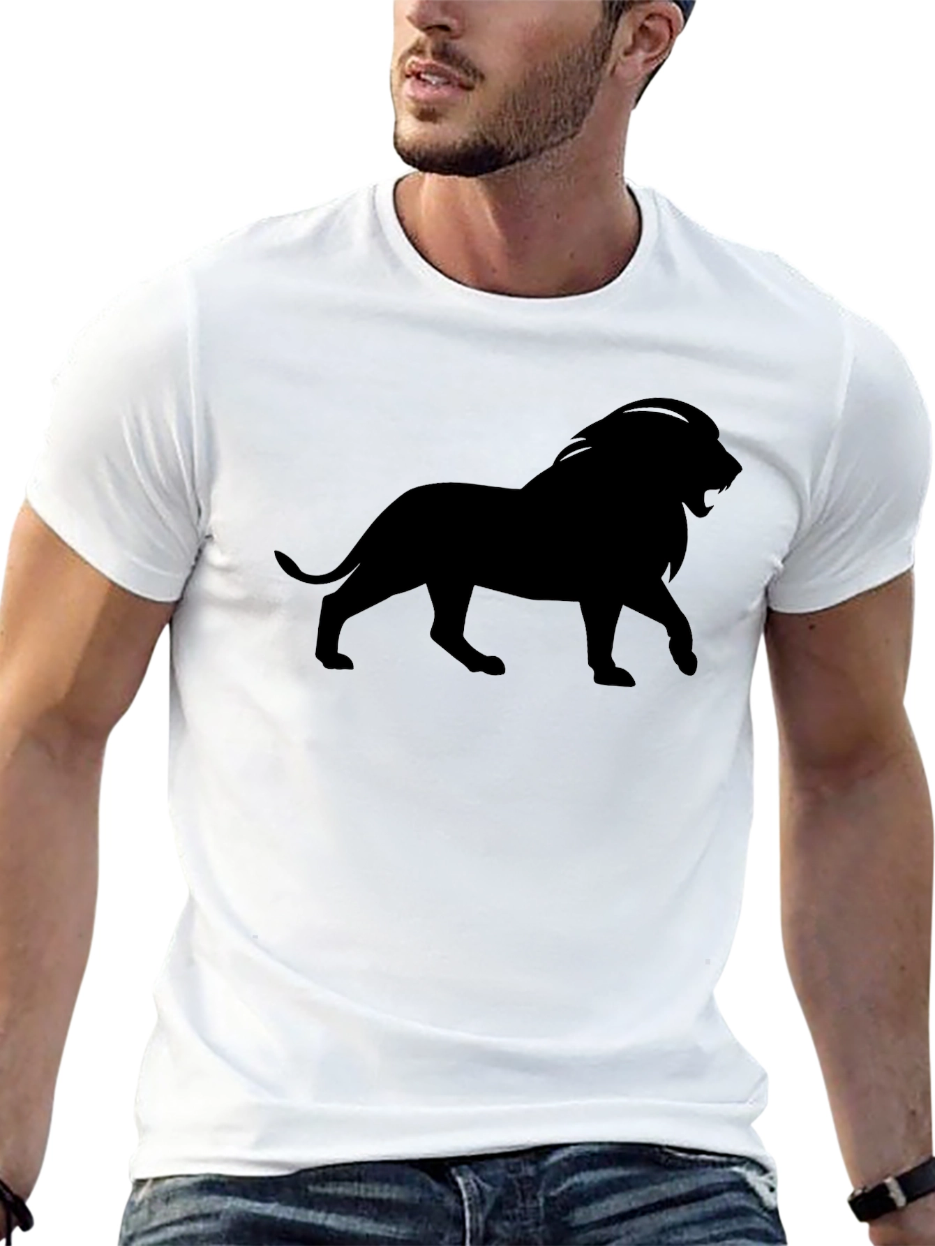 Black Lion Silhouette Black T-Shirt view 13