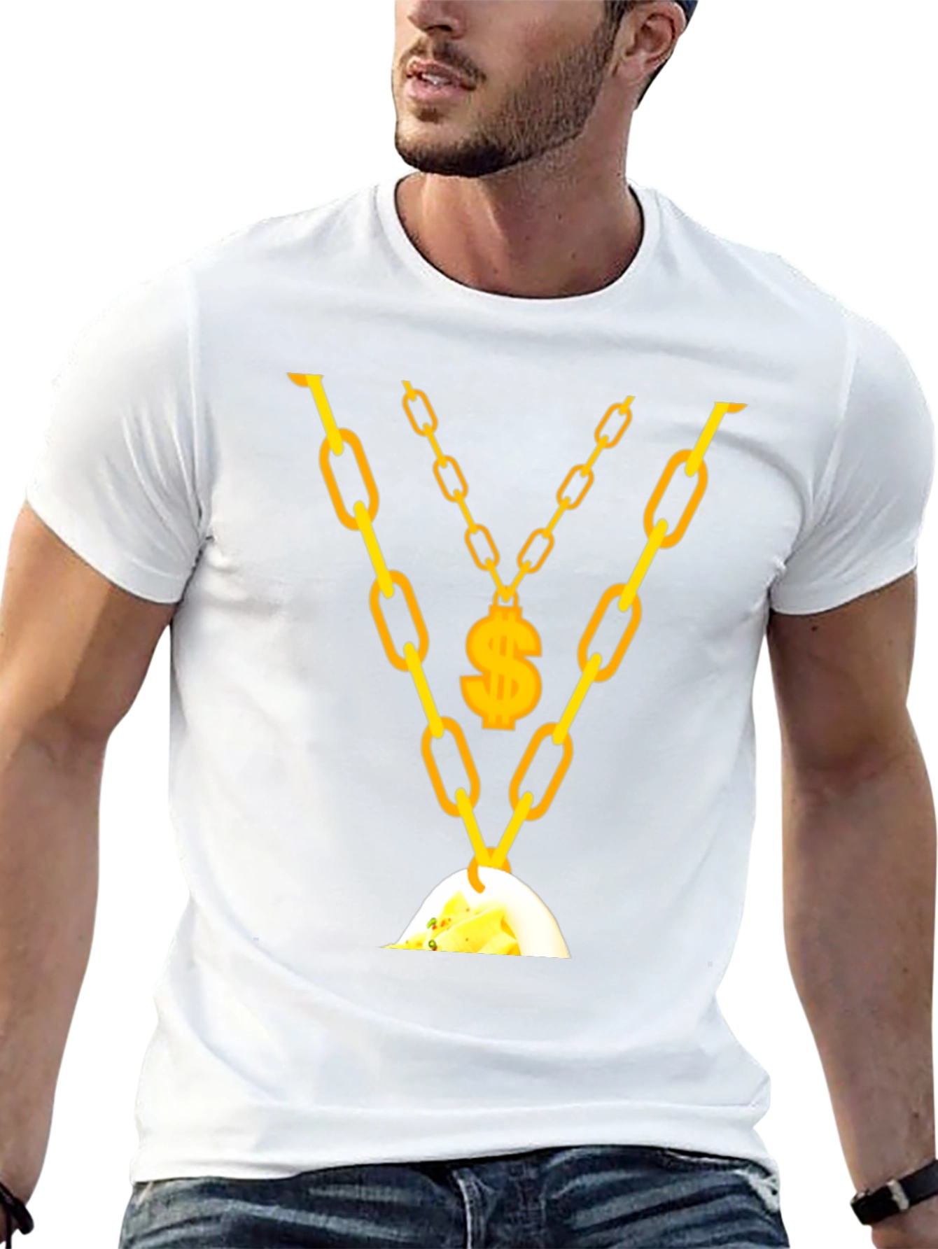 Black Men's Gold Chain & Money T-Shirt view 13