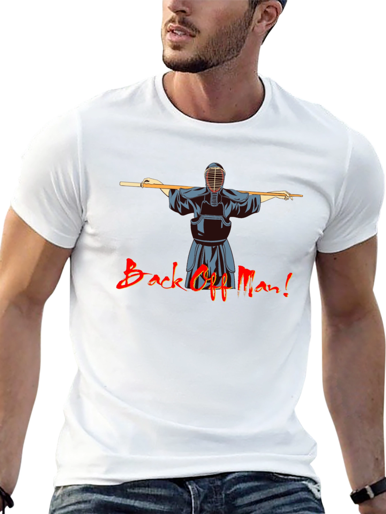 Black Back Off Man! Kendo Martial Arts Black T-Shirt view 13