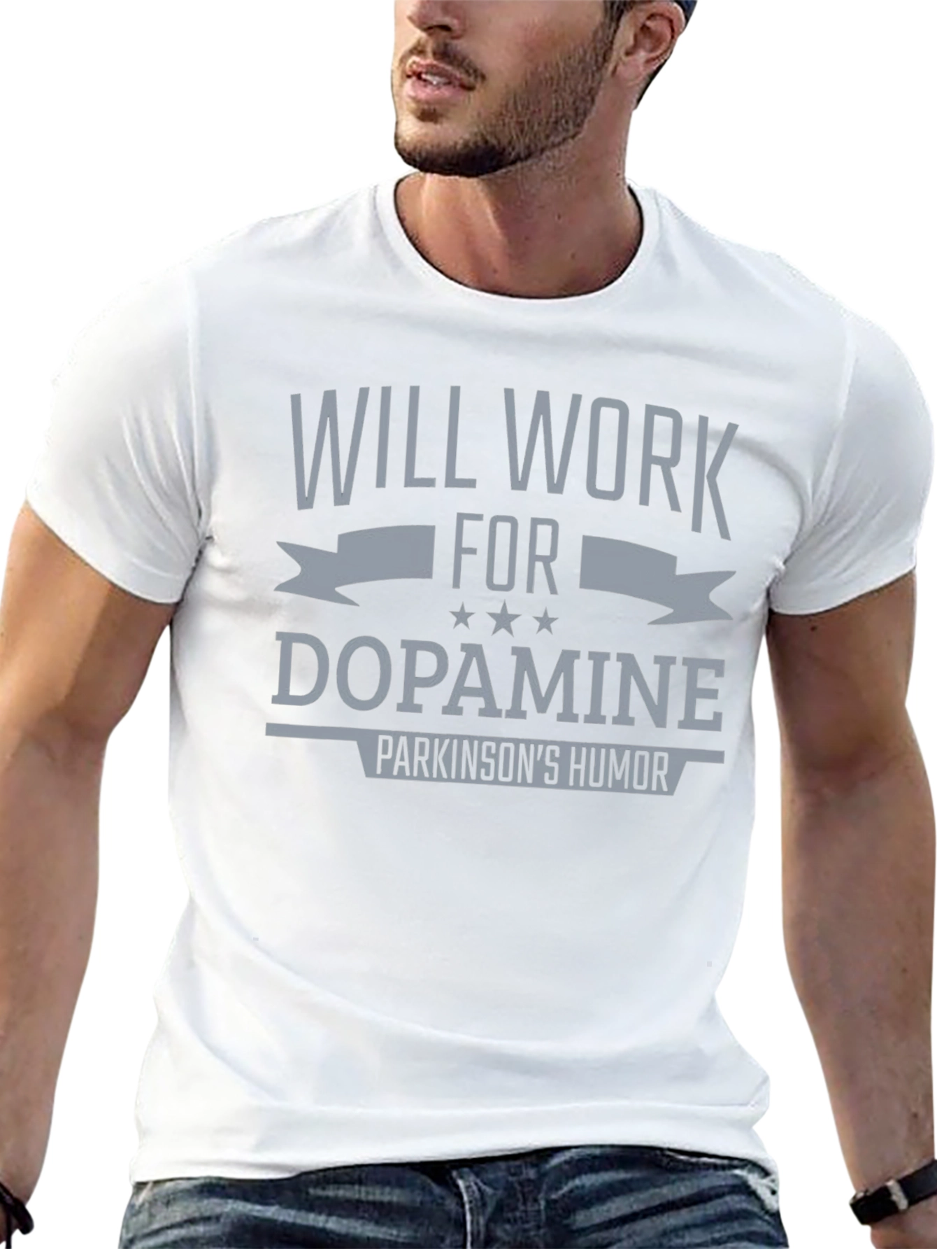 Black Will Work For Dopamine T-Shirt Parkinson's Humor view 13