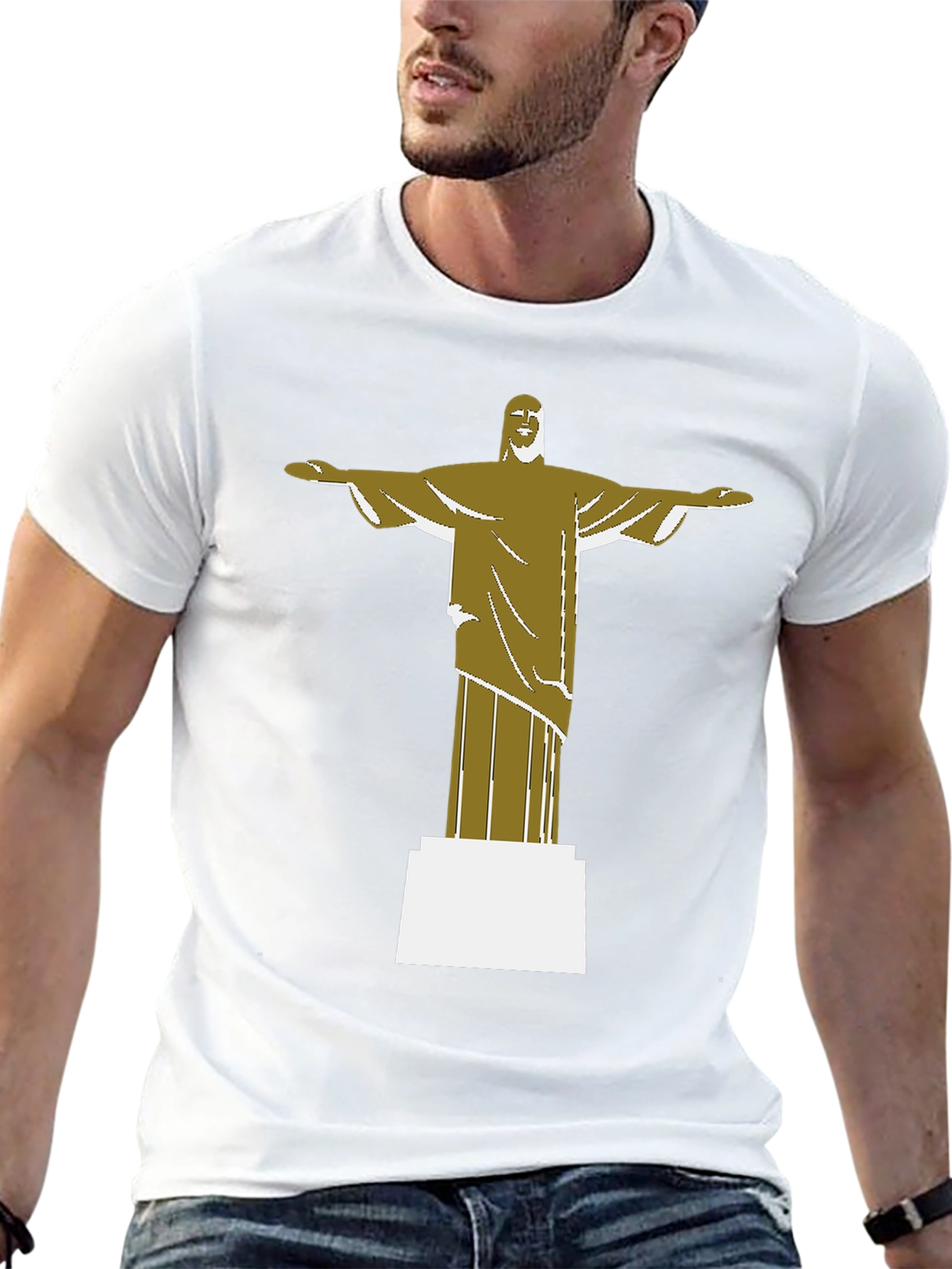 Black Christ the Redeemer Graphic Tee - Black Cotton Blend view 13