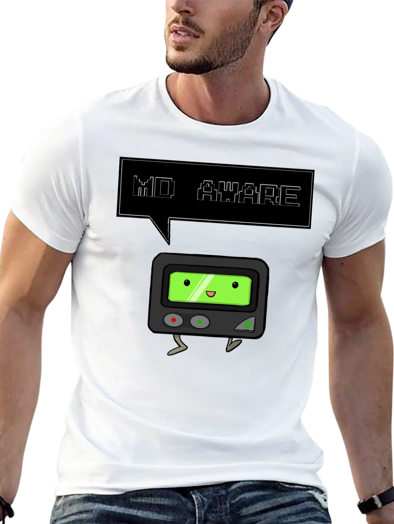 Black MD Aware Pager T-Shirt - Funny Medical Design view 13
