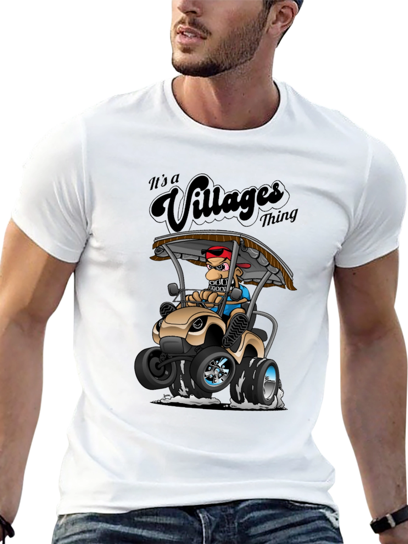 Black Villages Thing Graphic Tee - Black Cotton T-Shirt view 13