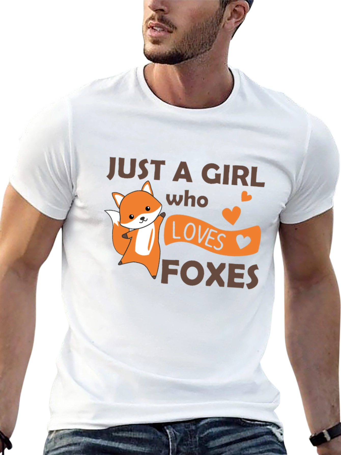 Black Cute Fox Girl Loves Foxes T-Shirt view 13