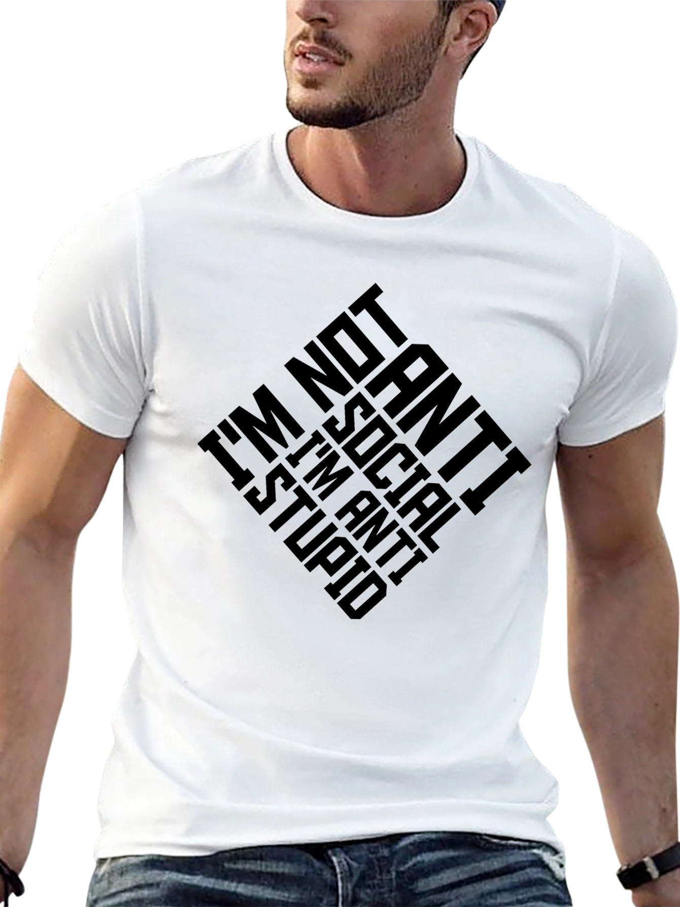 Black Anti-Social I'm Anti-Stupid Graphic T-Shirt view 13