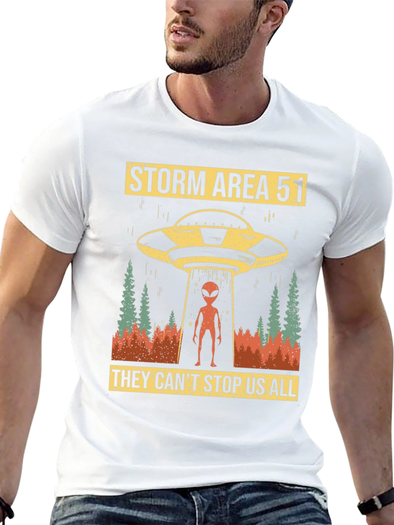Black Storm Area 51 Graphic Tee Alien UFO T-Shirt view 13